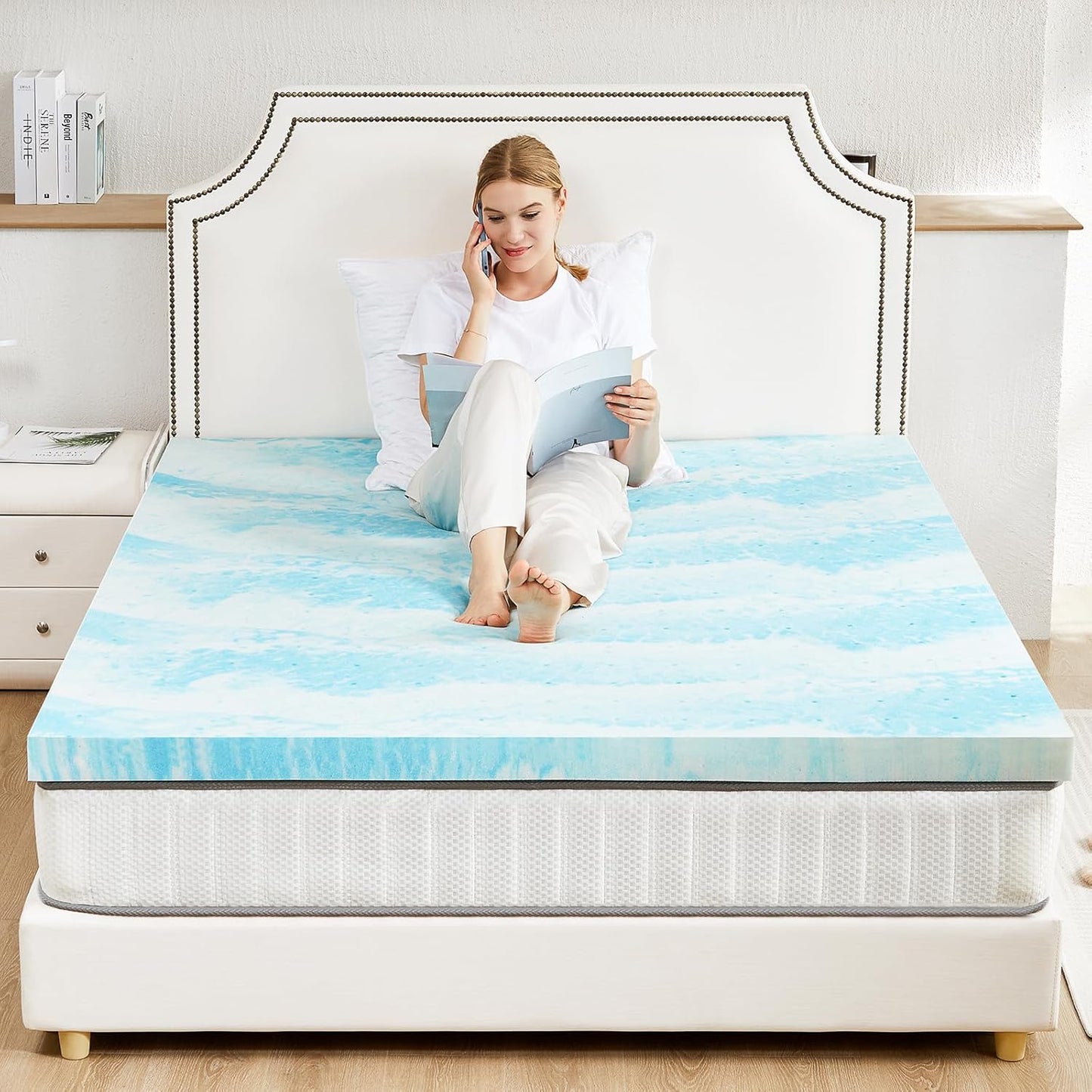 Sweetcrispy Mattress Topper - 3 Inch Thick Memory Foam Gel Infused Cooling Pad | California King, CertiPUR US Certified