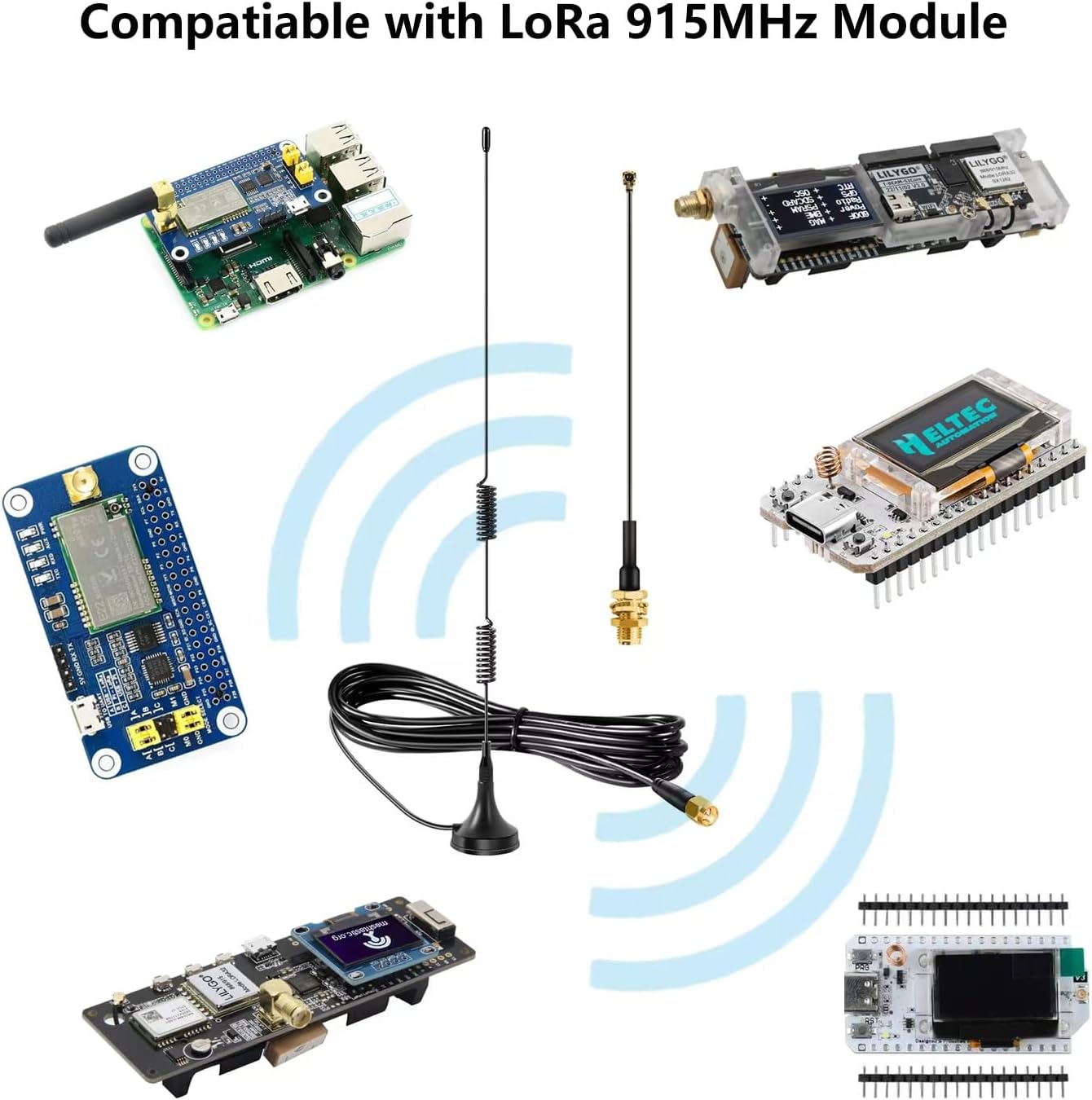 slinkdsco 915MHz ESP32 V3 915MHz 10cm (2 Sets), Meshtastic Long Range Lora Magnetic Base Antenna with SMA Male for LoRa