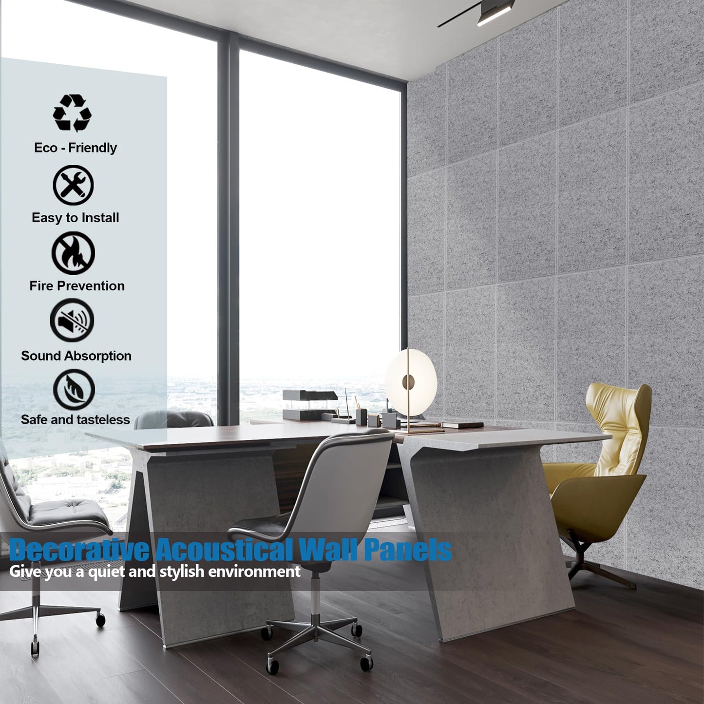 ENSEPST 12 Pack Thickened Acoustic Panels, 15.75" X 31.5" X 0.47" Soundproof Wall, High Density Beveled Edge Sound Absorbing, Dampening for Bedroom Studio (Sesame Gray)