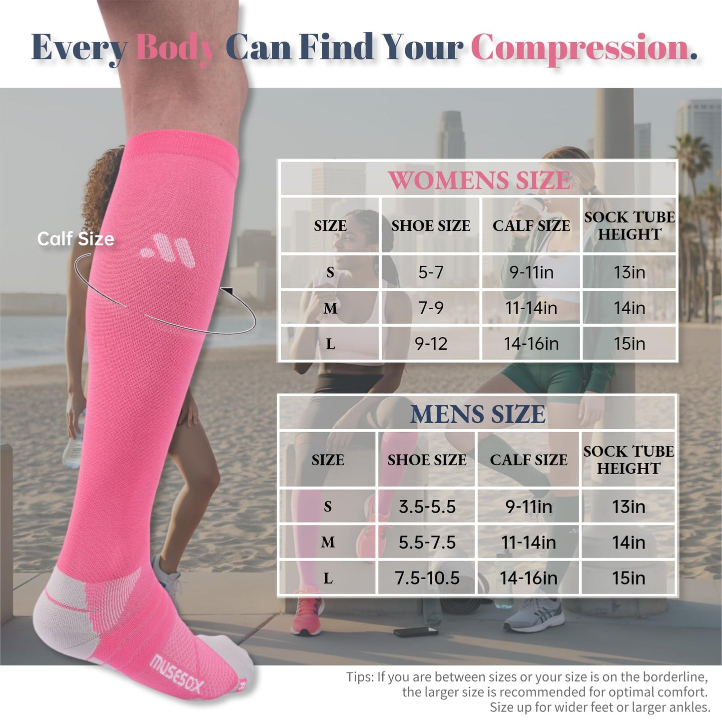 musesox Compression Socks for Women and Men,Knee High 15-20mmHg Graduated Support(3 Pairs) for Nurses,Travel,Black,Medium