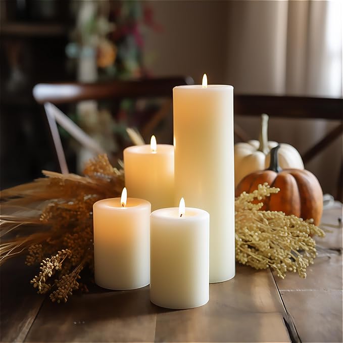 Set of 12 Ivory Pillar Candles - 2.8x6 inch Hand-Poured Large Pillar Candle | 75 Hours Burn Time | Unscented Candles | Dripless and Smokeless | Perfect for Wedding, Parties, Spas, Home Decor