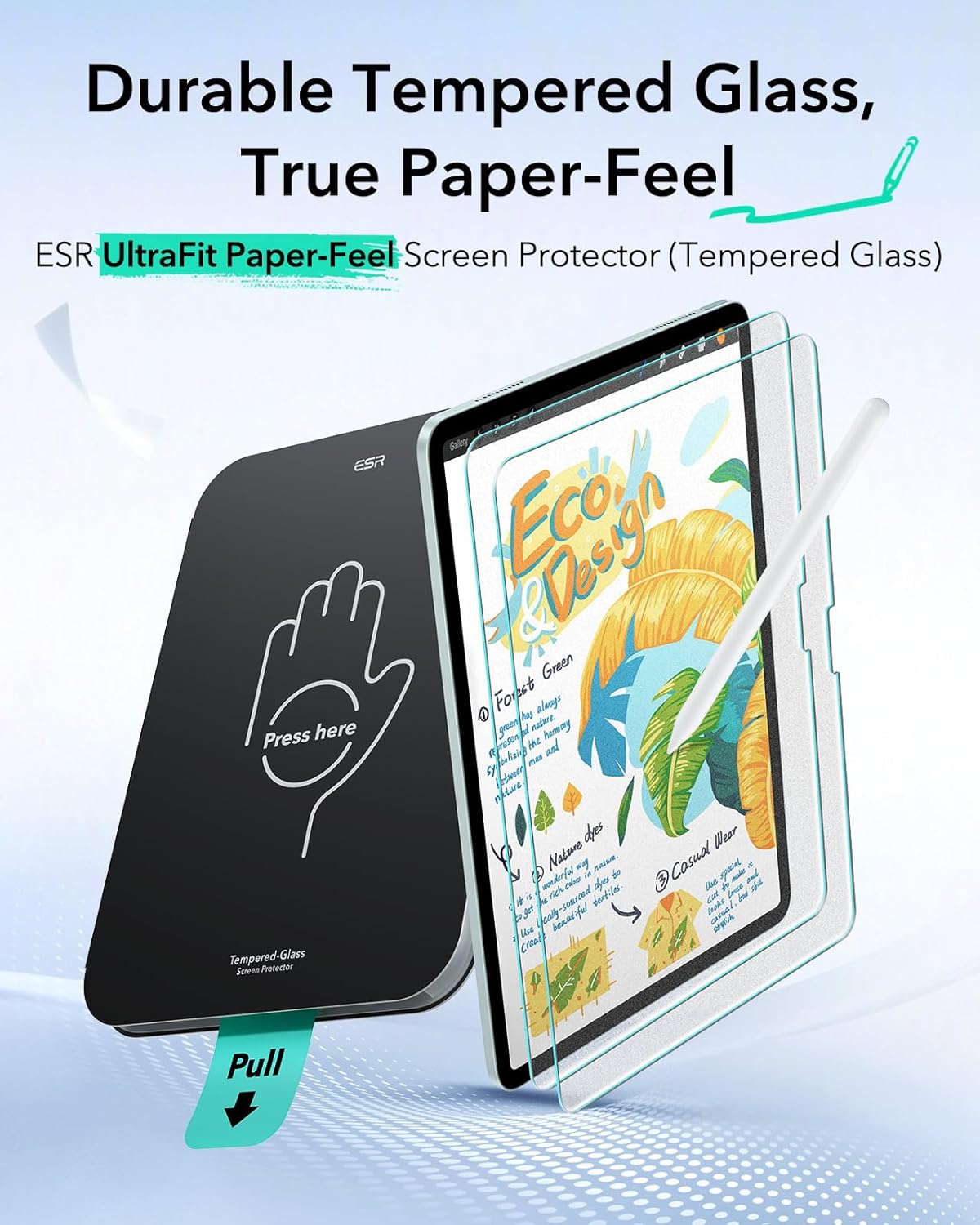 2 Pack 13 Inch M4/M3/M2 (8th/7th/6th 9H ESR Paper-Feel Screen Protectors for iPad Air Generation), Matte Writing