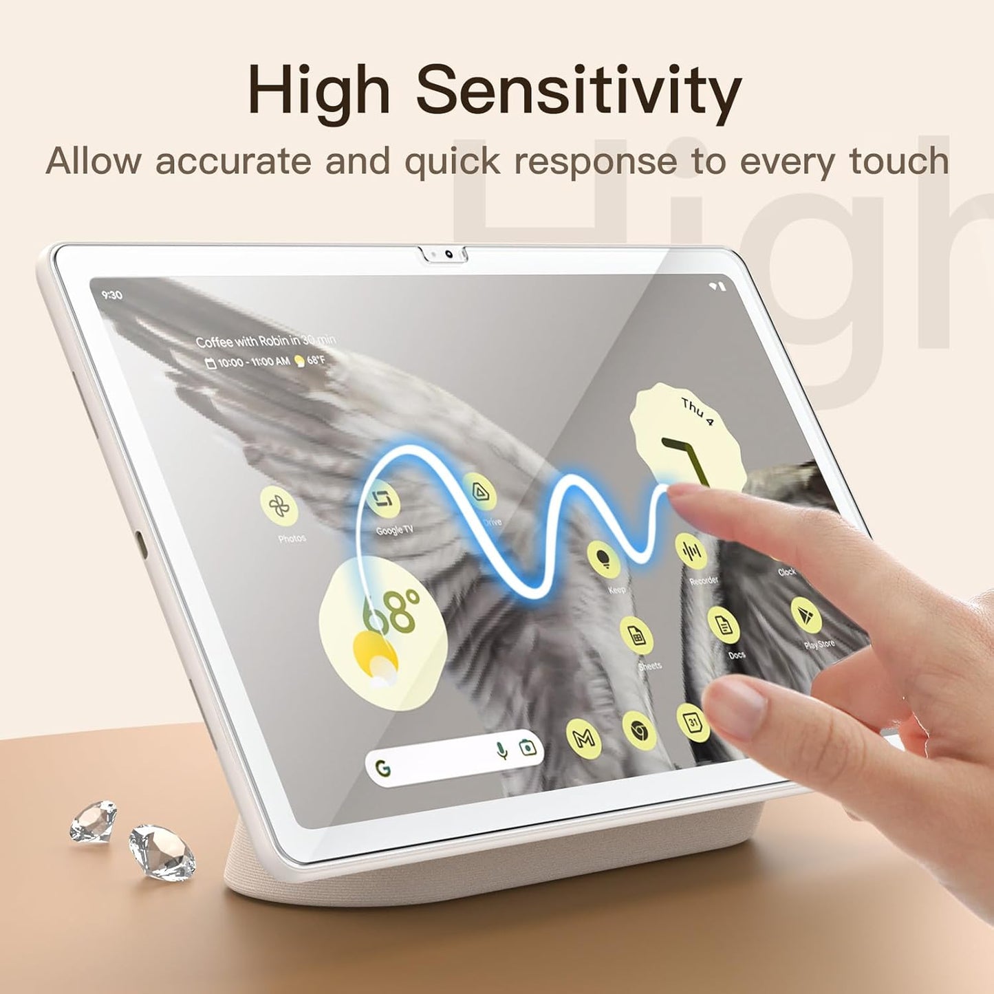 (11-Inch, 2023 9H 2-Pack JETech Screen Protector for Google Pixel Tablet Model), Tempered Glass Film, HD Clear