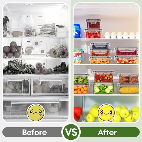 AISOON 40 Pcs 85oz Large Food Storage Containers with Lids (20 containers & 20 lids), Stackable Airtight Leakproof BPA-Free Reusable Meal Prep Containers, Freezer Microwave Dishwasher Safe