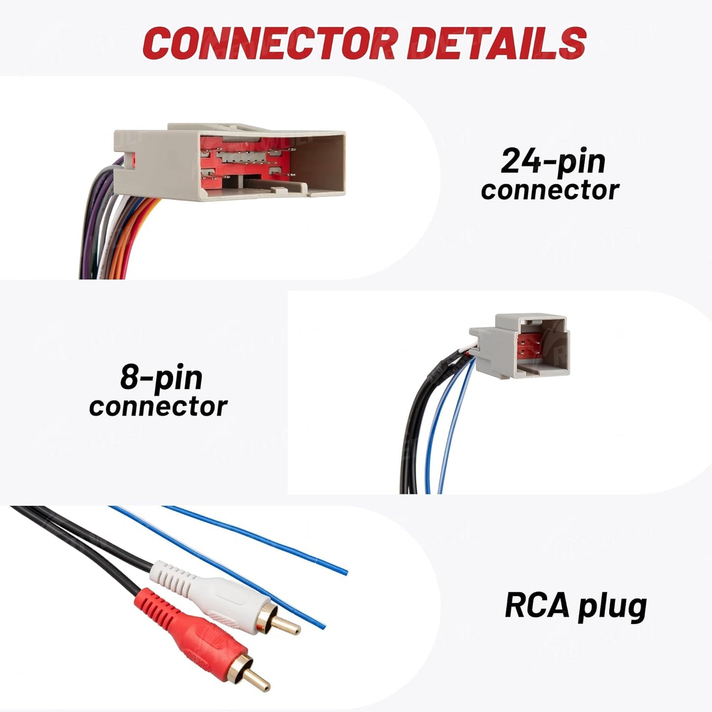 2004-2009, 2006-2008, 2008-2011 RED WOLF Car Radio Wiring Harness W/Anetnna Adapter RCA Input for Ford Mustang Hyundai