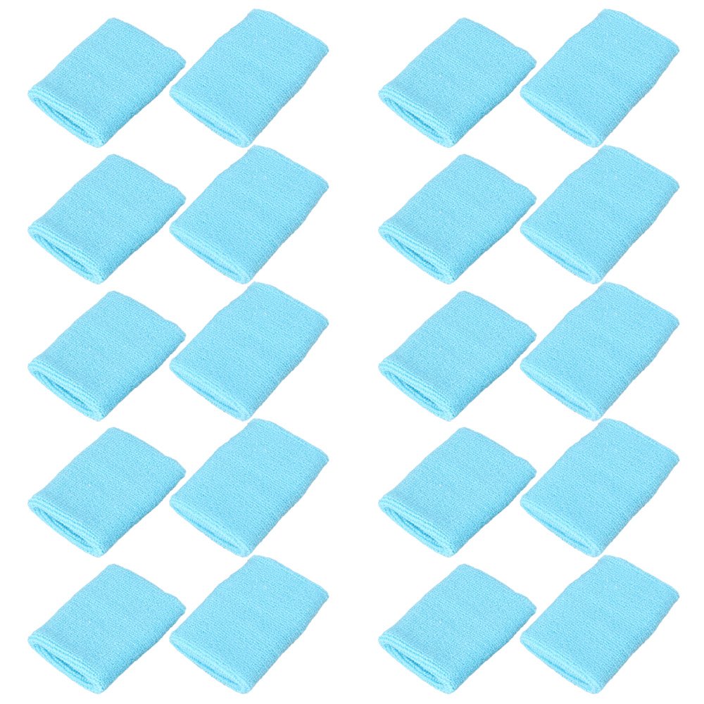 Mallofusa 10 Pack Colorful Sports Basketball Football Absorbent Wristband Party Outdoor Activity (Light Blue)