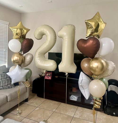 10 Balloons Number - 10th Birthday Decorations for Boys & Girls | 40-Inch Cream Balloons for Celebrations