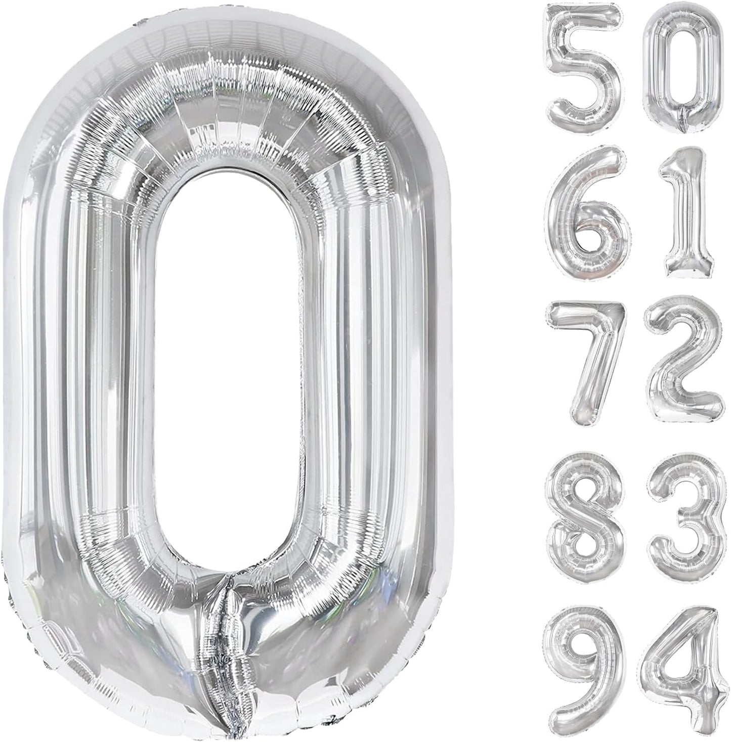 Silver Number Balloon - 40 Inch 0 Balloon for Birthday Celebrations | Elegant Party Supplies