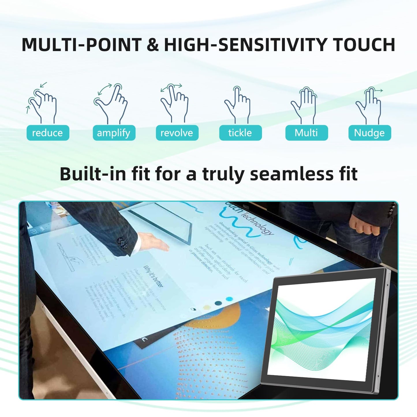 Senisway 15.6 Inch Open Frame Touchscreen Monitor Surface is IP65 Waterproof 1920 x 1080 @ 60Hz TFT LCD IK08 Industrial Touch Screen Monitor 10 Finger Capacitive Touch
