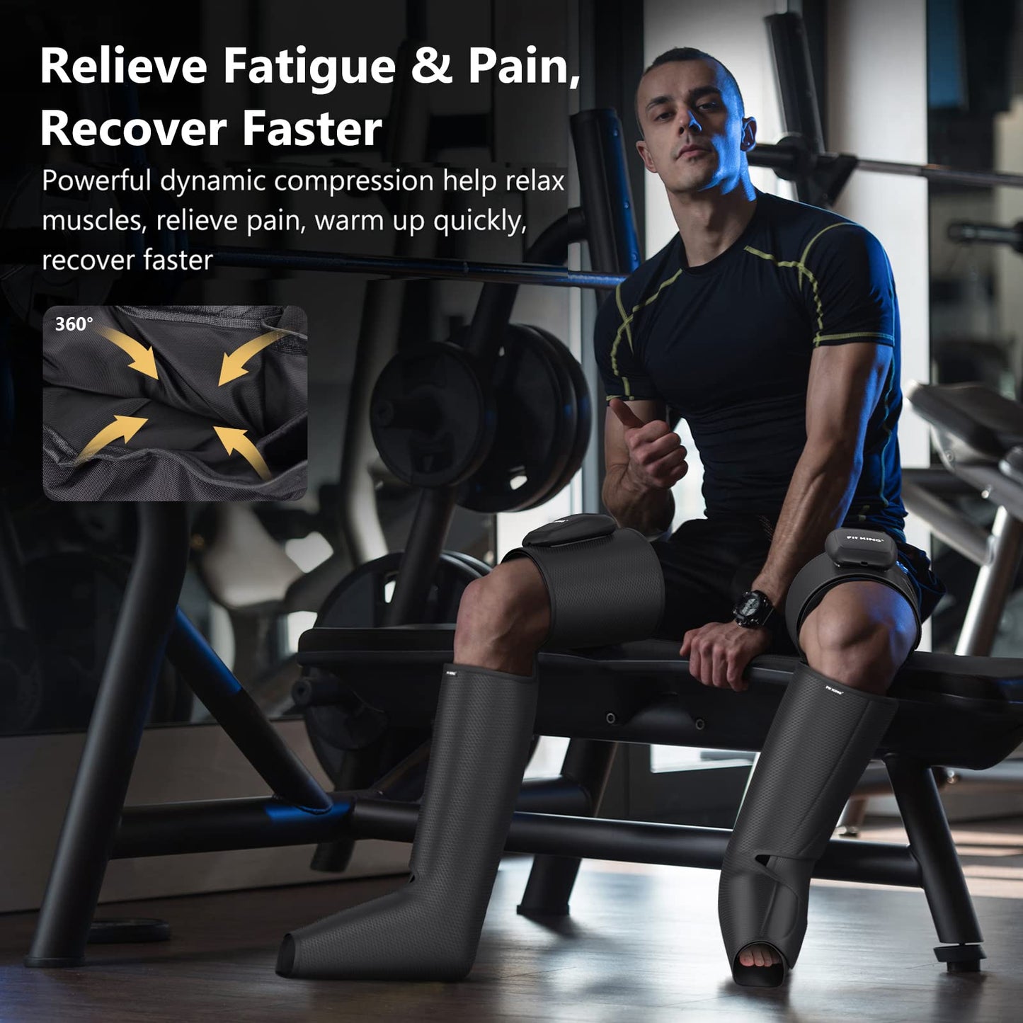 FIT KING Cordless Compression Boots Full Leg Compression Massager, Rechargeable Portable Foot and Calf Massager for Circulation, Pain Relief & Fast Recovery, No External Long Hoses | Gift for Mom