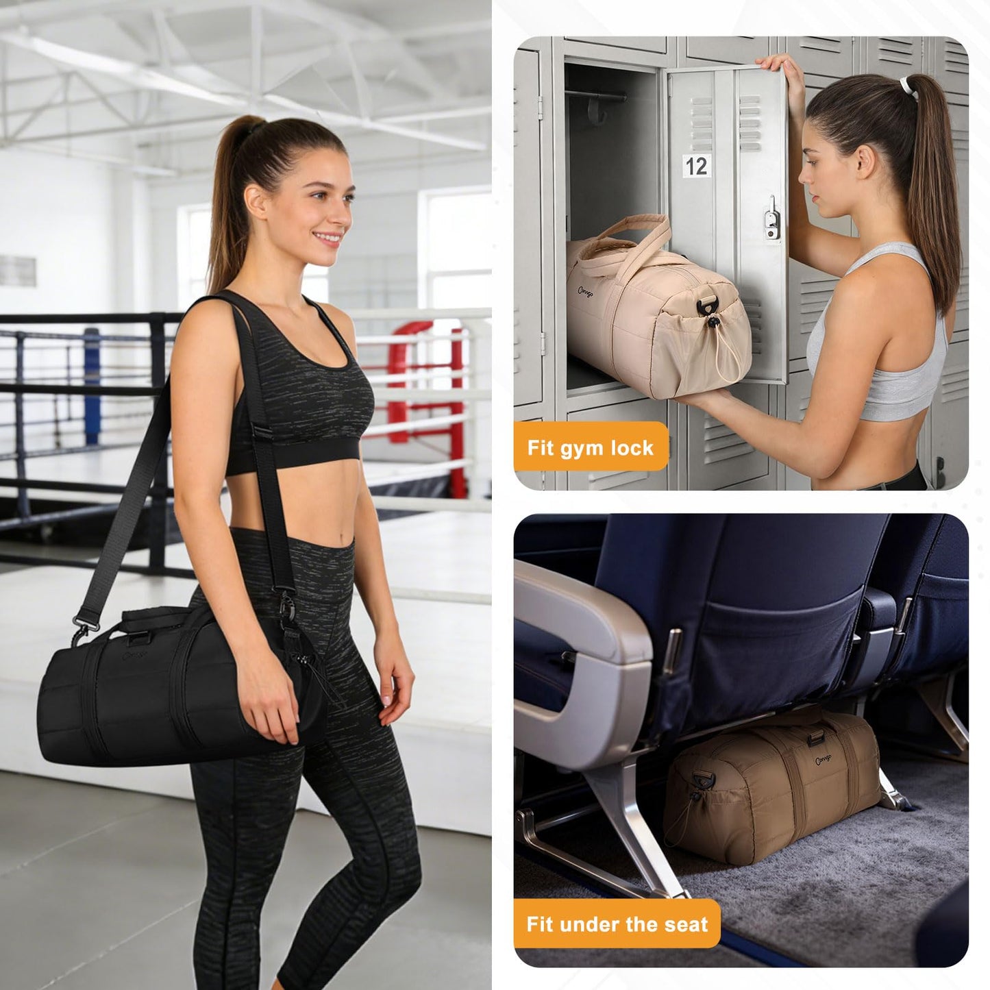 Convgo 20L Gym Bag for Women, Medium Sport Duffel Bag with Yoga Mat Strap,Wet Pocket, Water-Resistant Adjustable Strap for Gym Yoga, Pink