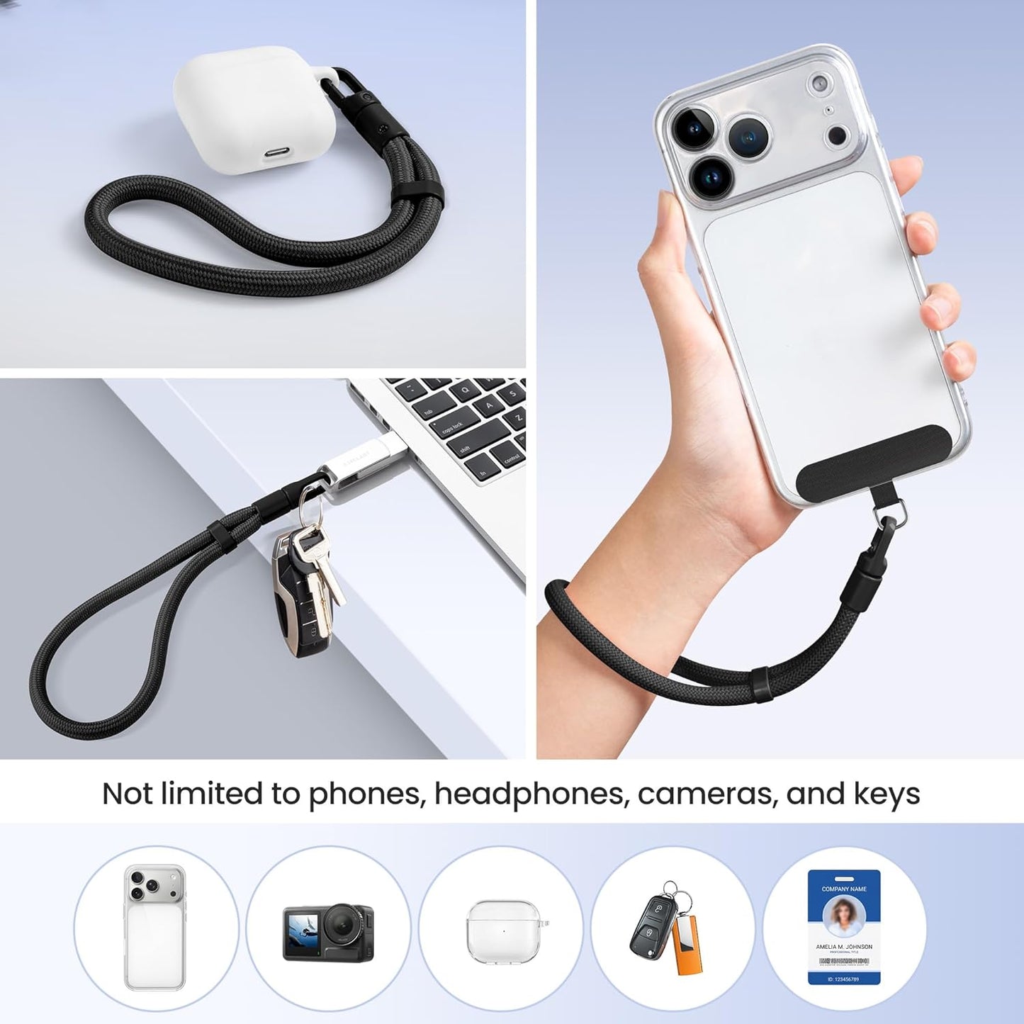 3 Pack 360Rotating takyu Phone Lanyard, Adjustable Phone Wrist Strap Chain with Tether Tabs, Wristlet Keychain Strap