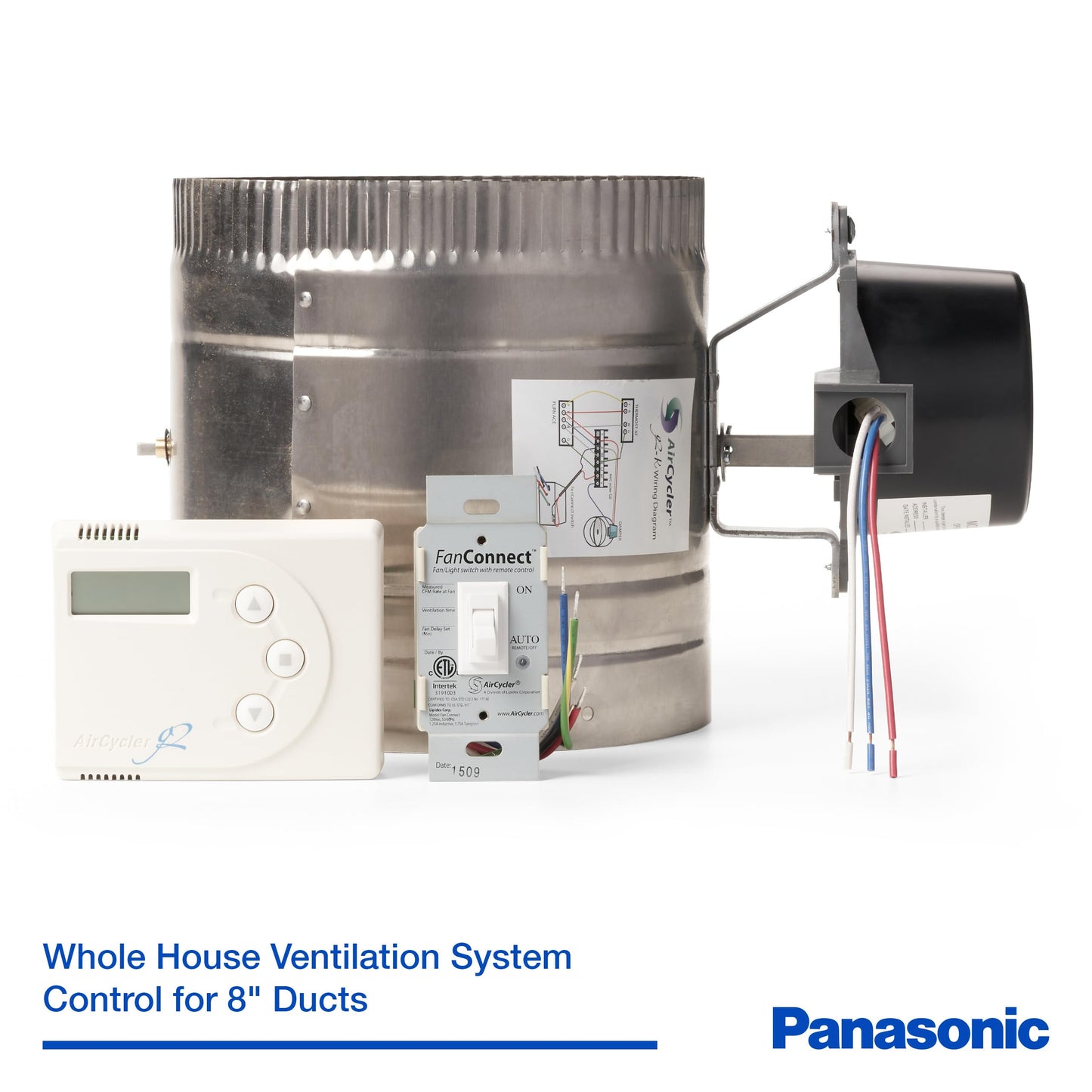 Panasonic SelectCycler Whole House Ventilation System with Controller, Supply Damper & Wall Switch, 8" Duct, SACG2K-08