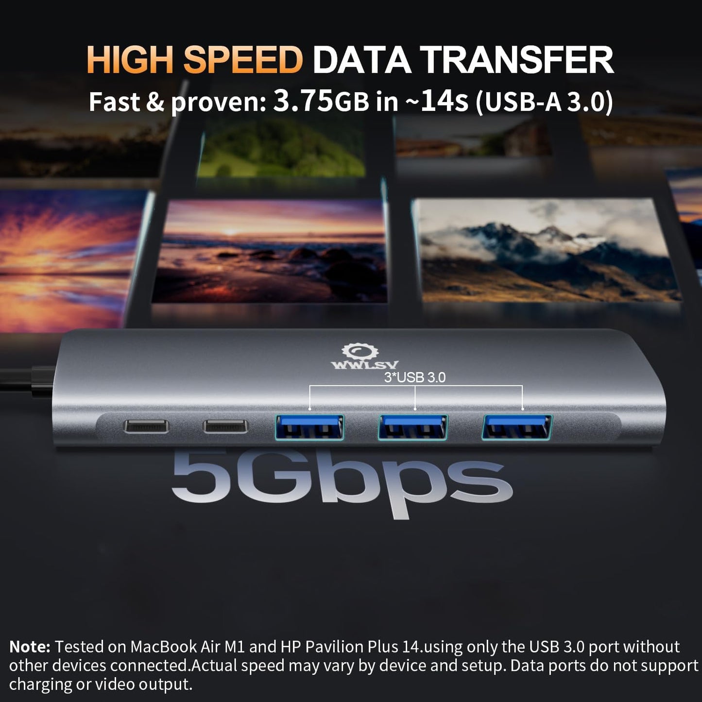 WWLSV 8 1 4K@60Hz 3.0/PD USB C Hub Multiport Adapter for MacBook/Dell/HP/Lenovo, in Laptop Docking Station with HDMI