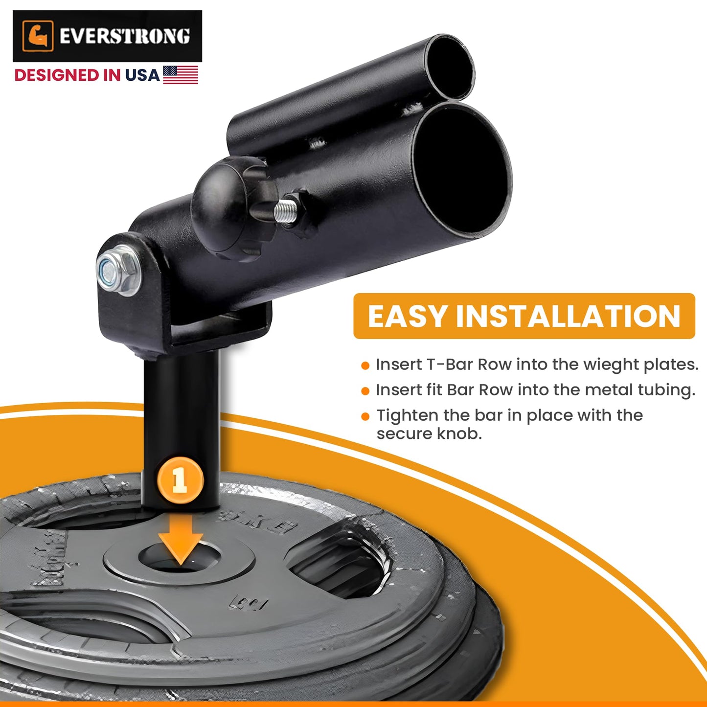EVERSTRONG 1 inch and 2 inch - Landmine Base Gym Equipment - T Bar Row Landmine Attachment For Barbell - Home or Small Spaces - T Bar Row Platform for Deadlift Squat Tricep Exercises