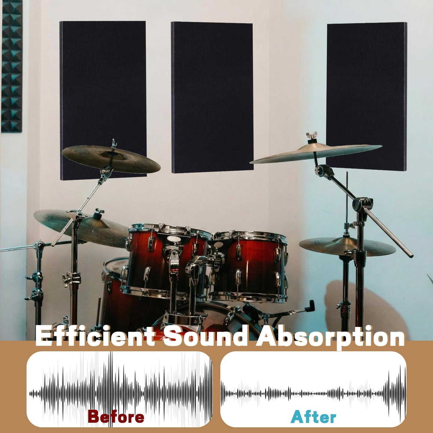 Pushglossy 12 Pcs Acoustic Wall Panels 31.5" x 23.6" Polyester Sound Absorbing Panels with Adhesive Backing, Sound Dampening Panel for Home Studio Office Gaming Room Home Theater(Black)
