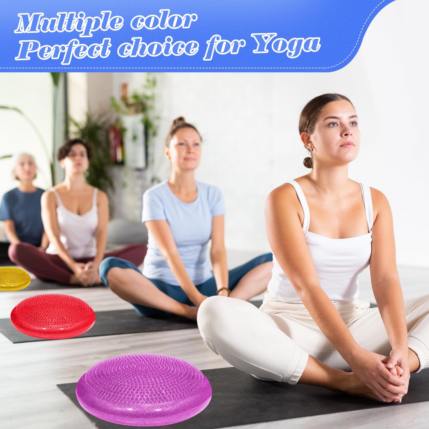 Libima 4 Pcs Glitter Wiggle Seat for Sensory Kids Inflated Wobble Cushion Sensory Seat Flexible Seating for Classroom Elementary, Balance Disc for Kids Adult Office Home