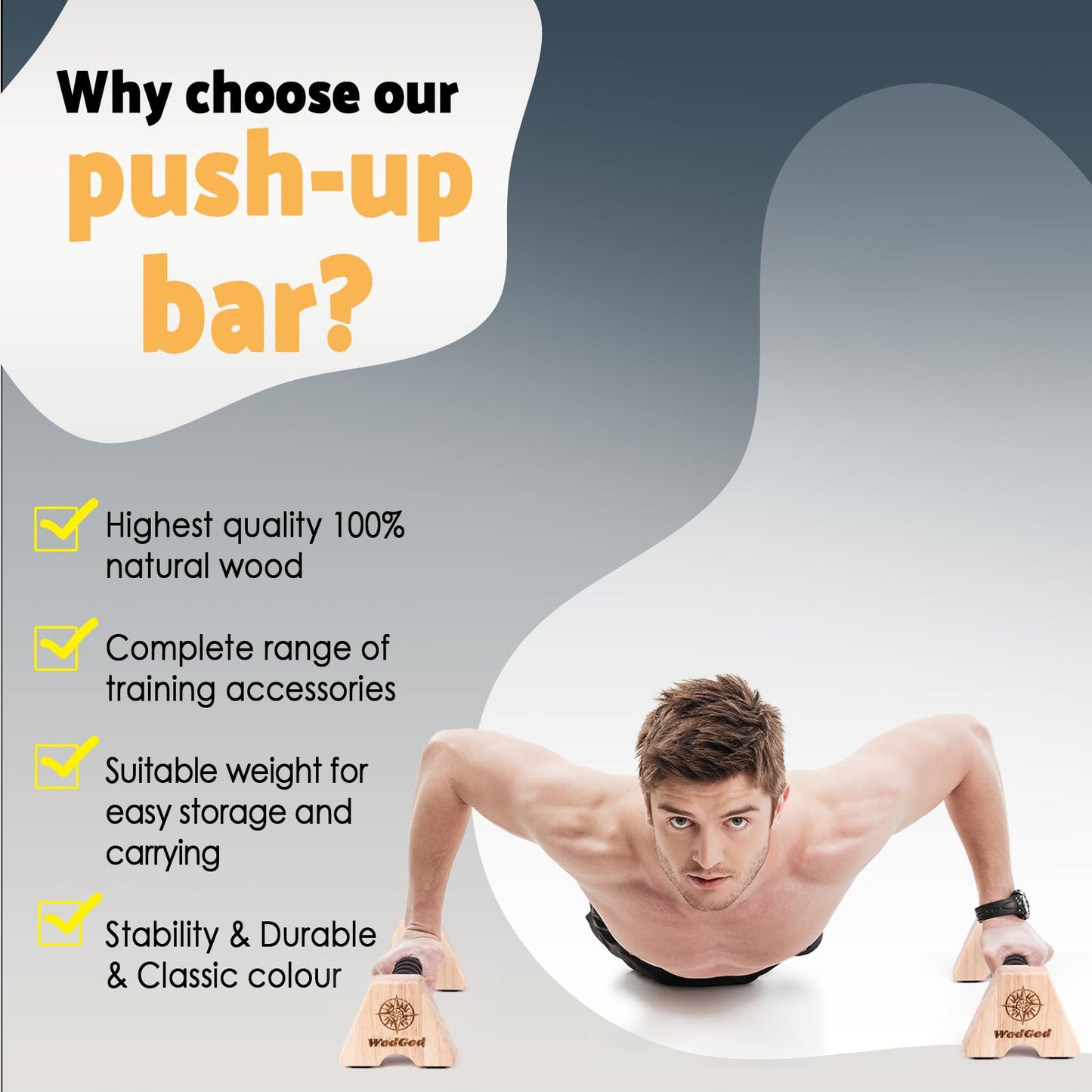 Premium Wooden Push Up Bars,Parallettes Bars for Calisthenics,Push Up Handles,Calisthenics Equipment for outdoor&home,Complete Push-Up Workout Kit,Solid rubber wood