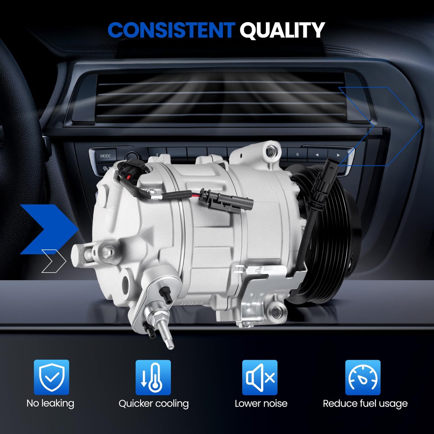 SYKRSS 198312 Air Conditioning A/C Compressor with Clutch Compatible with Chevrolet Equinox 2012-2015 2.4L L4, Compatible with GMC Terrain 2012-2015 2.4L L4