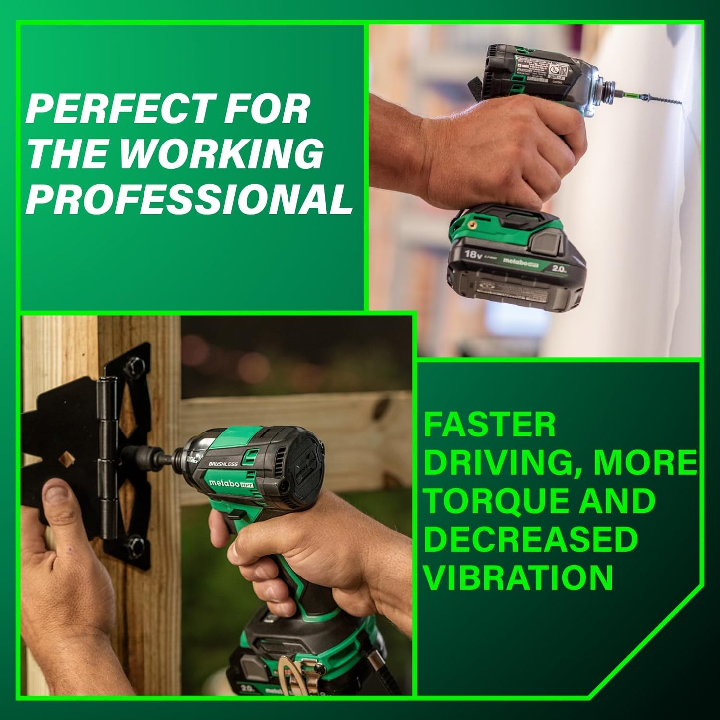 Metabo HPT 18V MultiVolt Cordless Triple Hammer BOLT Impact Driver Set, Power Impact Driver Kit with Case, 2 Lithium-Ion Batteries and Charger, 1/4-Inch Chuck, Compact LightWeight Power Tool, WH18DC