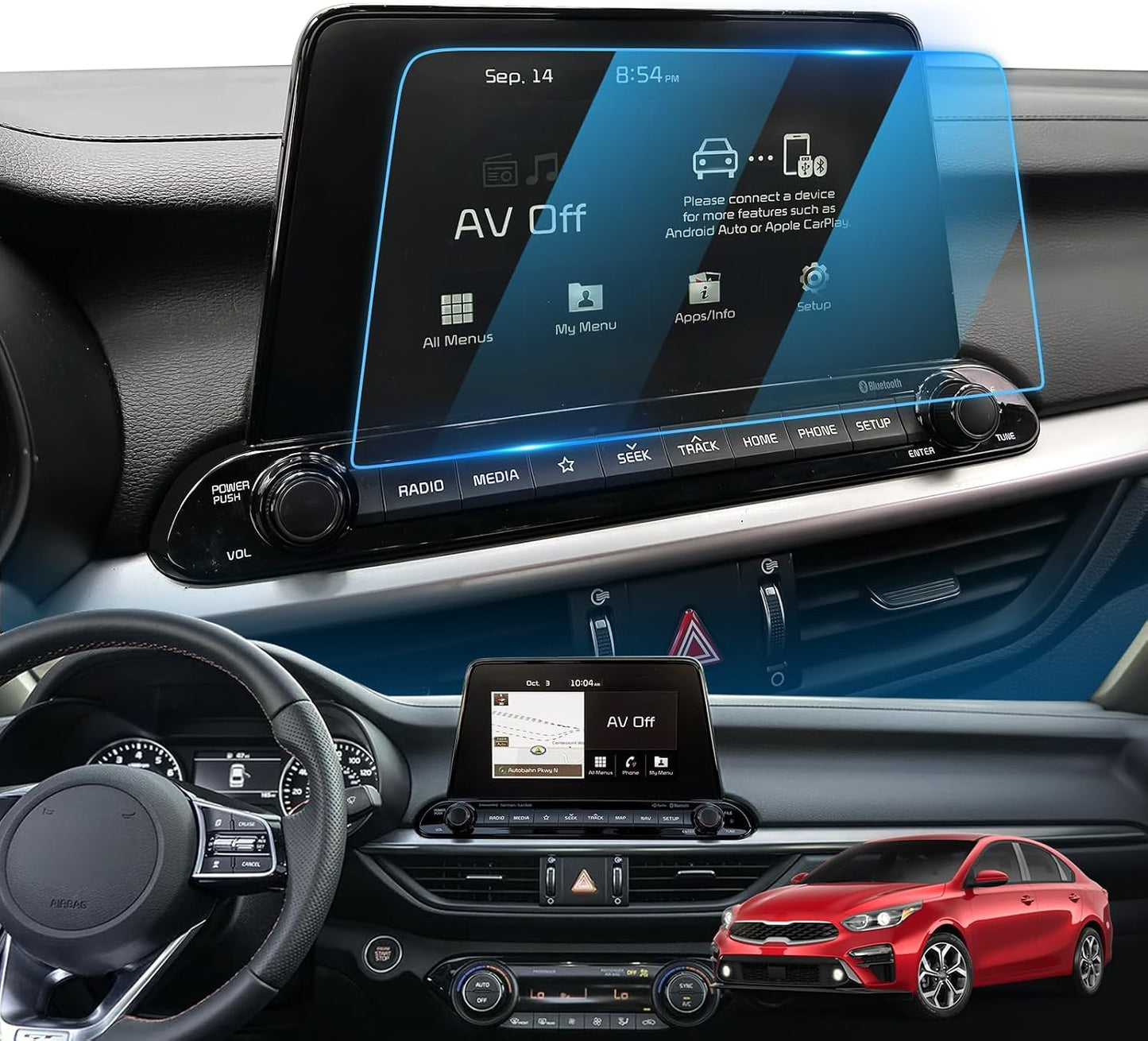 2019 2020 2021 8-Inch 9H LFOTPP Fit for Forte Car Navigation Screen Protector, Tempered Glass Hardness Audio