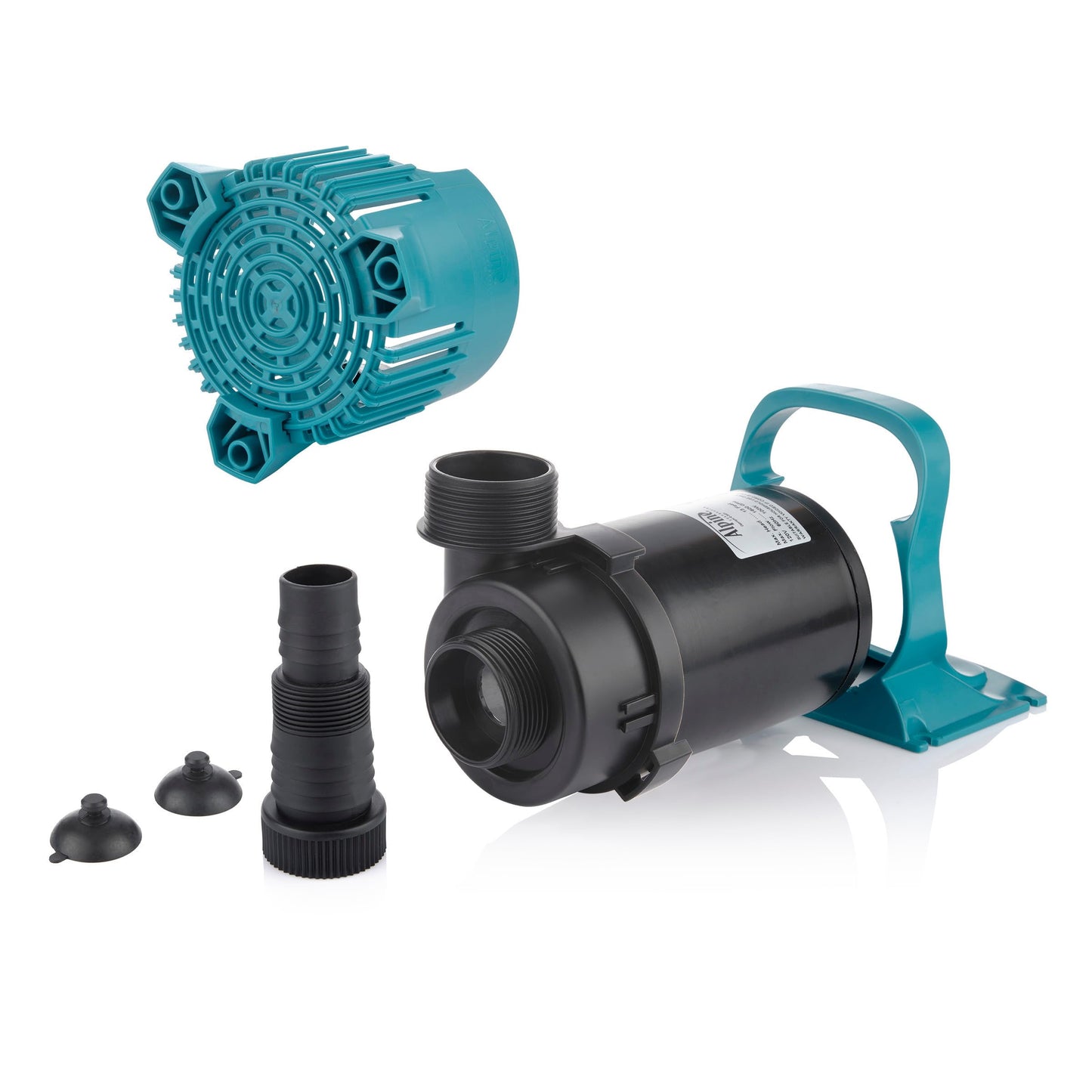 Alpine Corporation 4700 GPH Vortex Submersible Water Pump with 20 Ft Cord for Ponds, Fountains and Water Circulations, Quiet Operation Vertical/Horizontal, 18.5 Ft Lift 216 Watts, Black/Teal