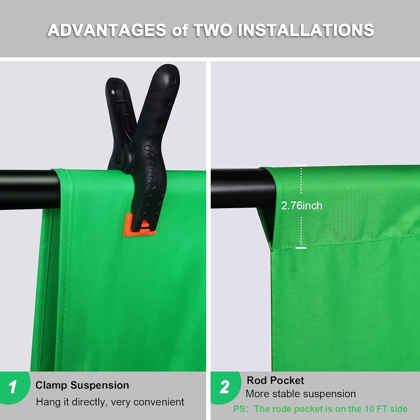 Aimosen 12 10 X FT Large Green Screen Backdrop for Photography, GreenScreen Background for Zoom Meeting, Polyester