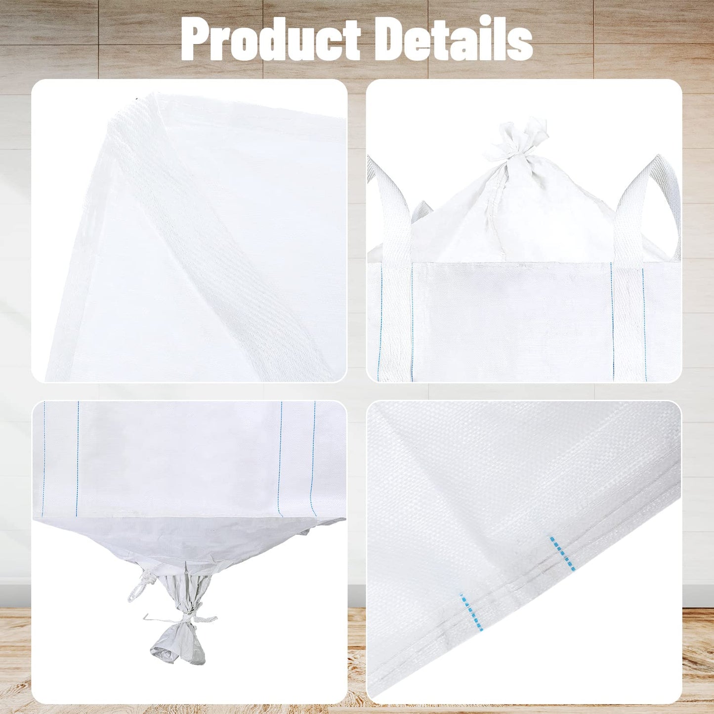 Hoolerry 1 Pcs FIBC Bag Bulk Sack Bulk Bag for Construction Dumpster Sand 1 Ton 3300lbs 35x35x43 in Heavy Duty Large Sand Sacks with Duffle Bottom and Handle for Industrial Transport