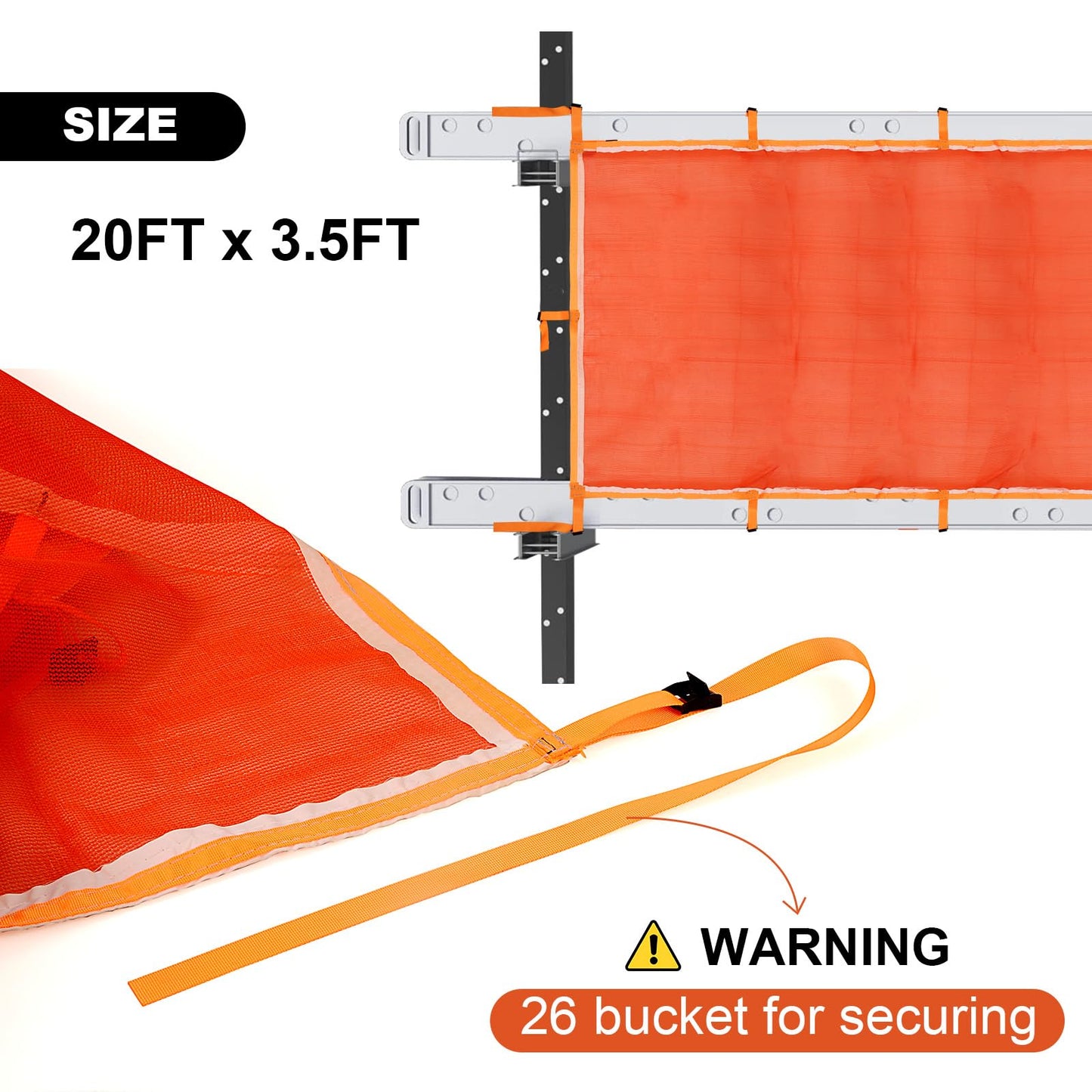 Superior Pump Jack Safety NET, Fire Retardant Construction Safety Debris Netting, 20 ft Industrial-Strength Scaffold Railing Net Enclosure, Workplace Safety Protection, Visibility Barrier