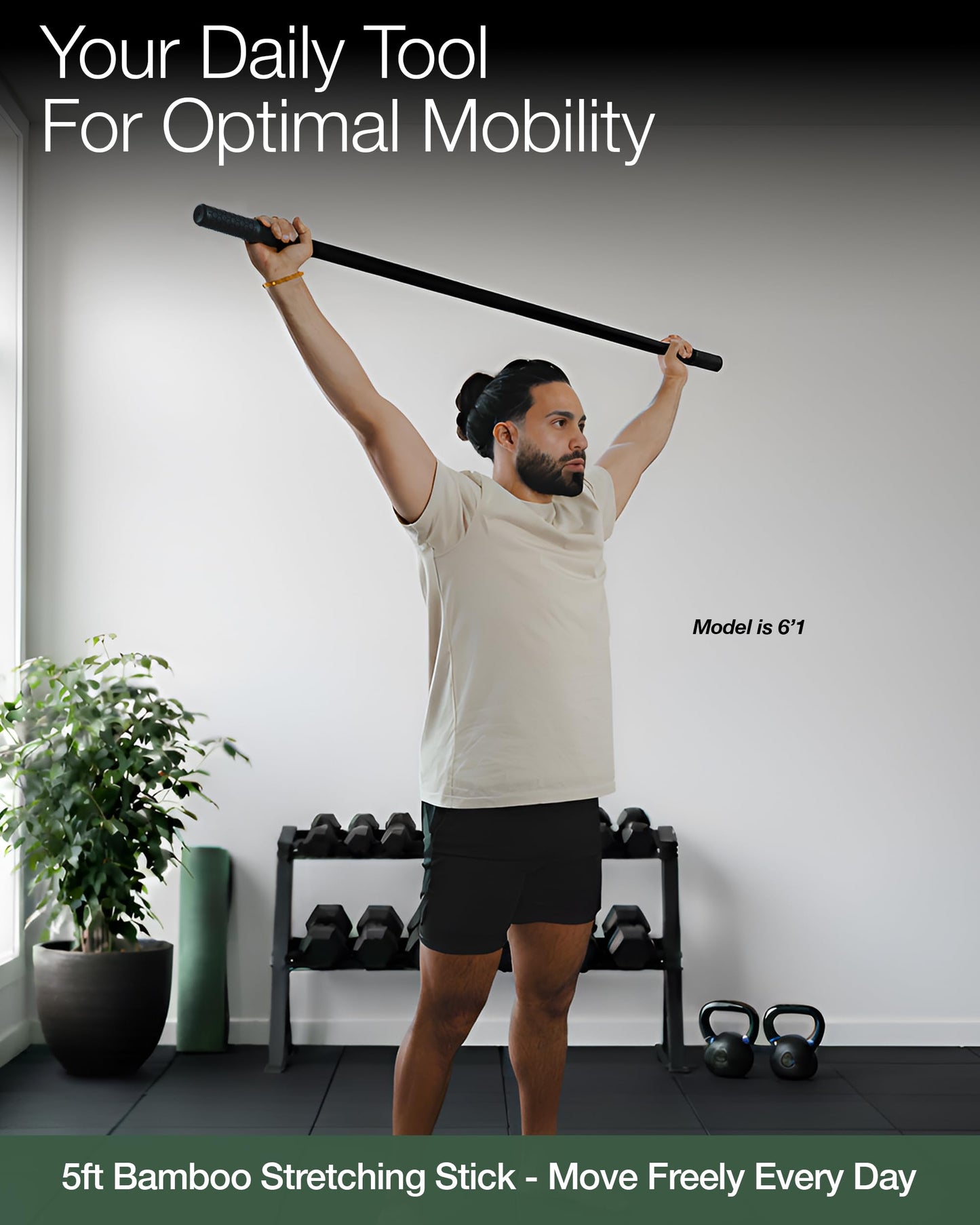 Mobility Mentor Yoga Stick - Mobility Stick - Large Bamboo Exercise Stick for Stretching - Workout Stick - Posture Corrector Stick Mobility - Yoga Bar - Stretch Stick for Fitness - Physical Therapy