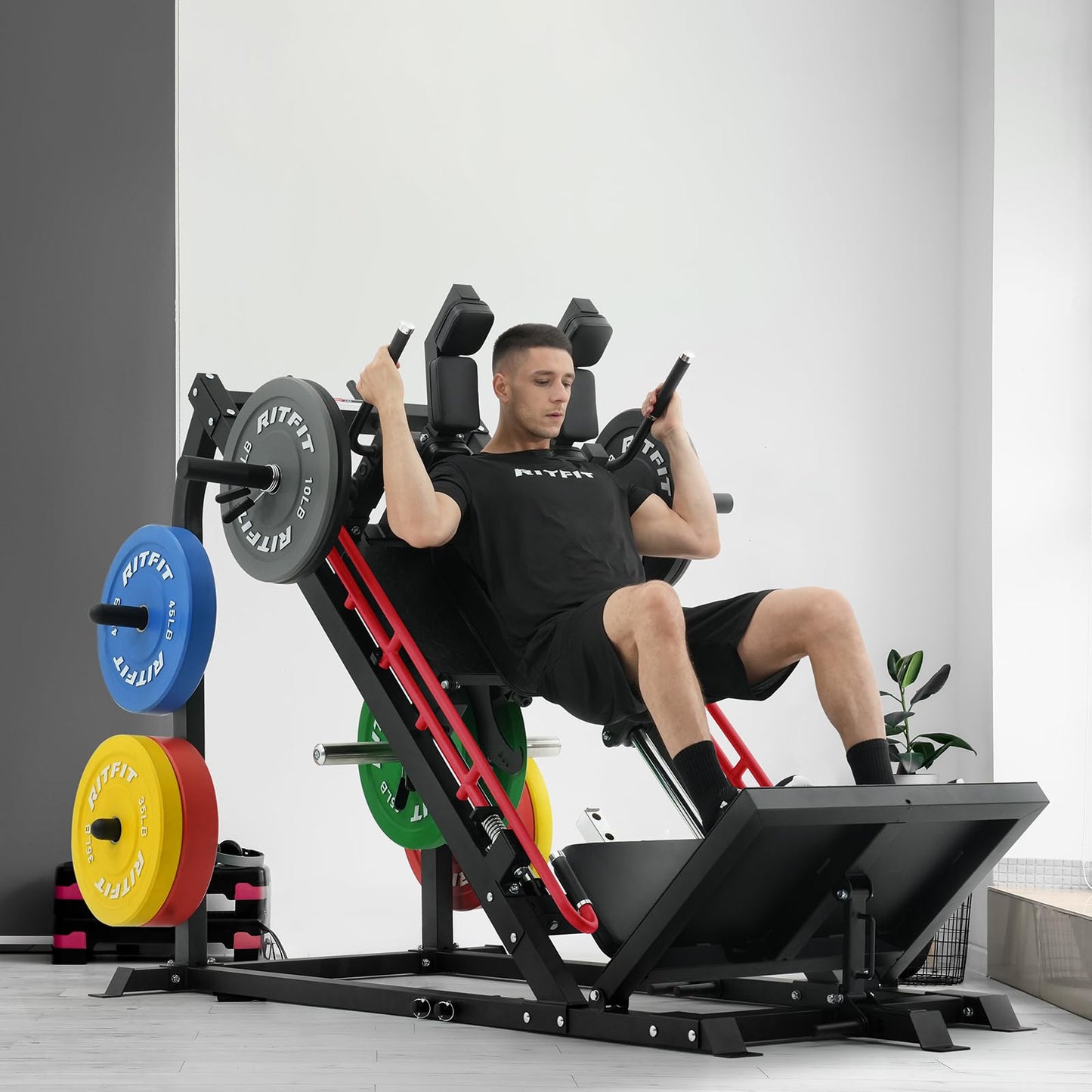 RitFit Gazelle Pro 3 in 1 Leg Press and Hack Squat Machine - High-Tensile Steel Leg Press Machine, 2000lbs Capacity, Adjustable Angles with Weight Storage