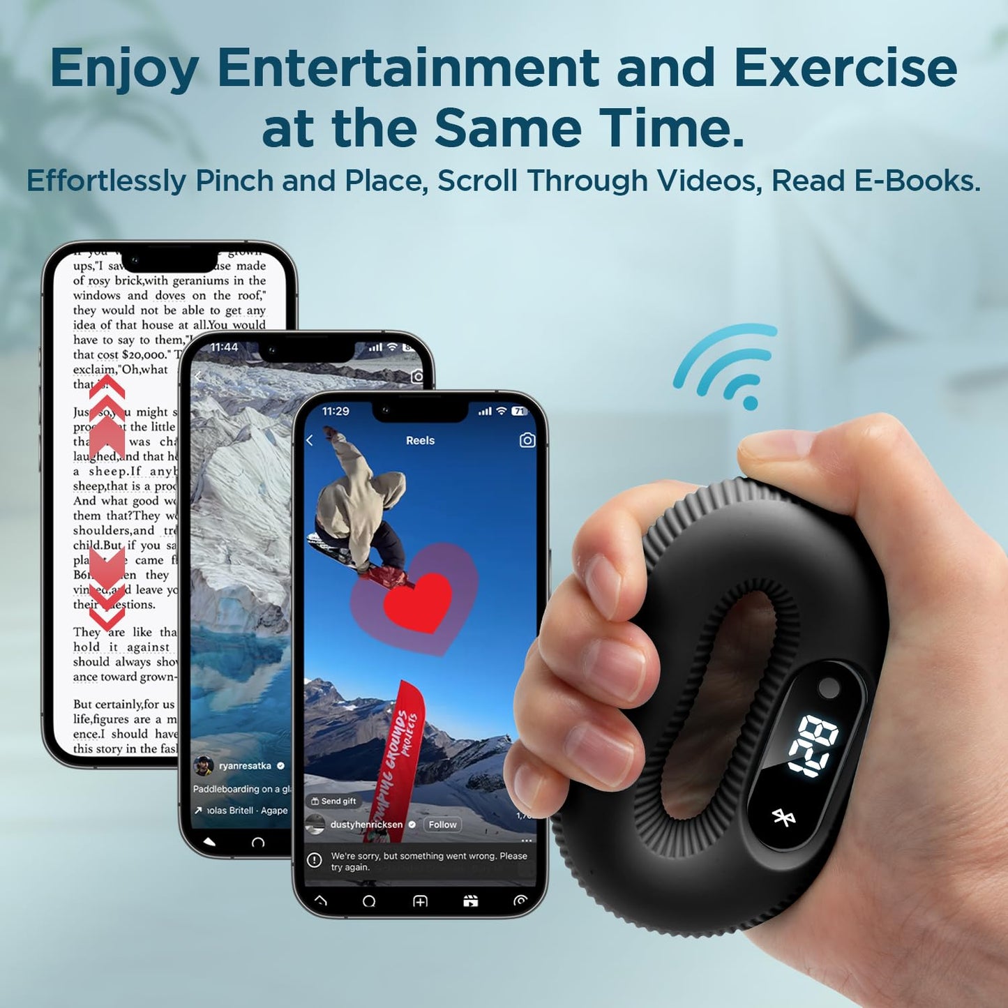 LVPIMAN Smart Grip trainer, Supports Multiple Game Interaction and HID Mode Video Browsing,Grip Strength Trainer for fitness, Stress relief and Rehabilitation Training, Resistance 50 Pounds Hand Trainer Black