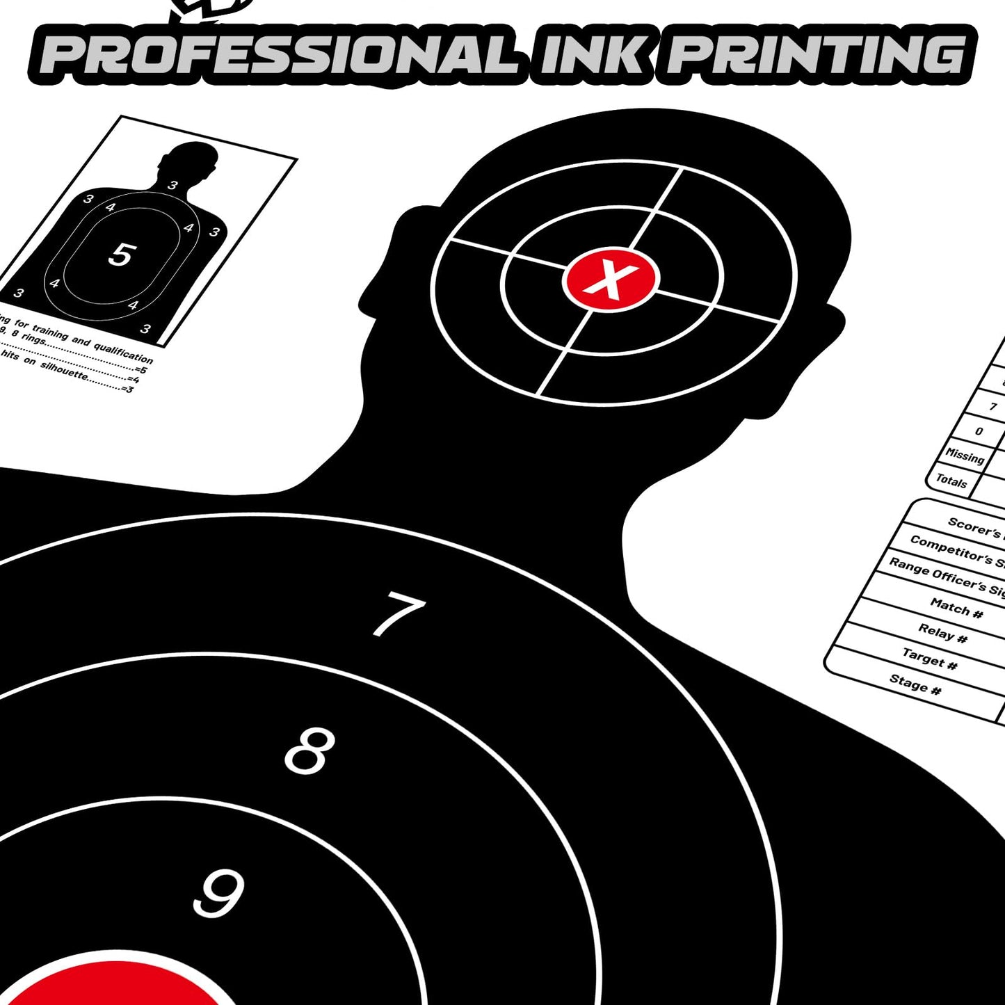 Highwild Shooting Range Silhouette Paper Target - 23X35 Inches - Suitable for Handguns, Rifles, Airguns, BB Guns (20 Pack, White & Black)