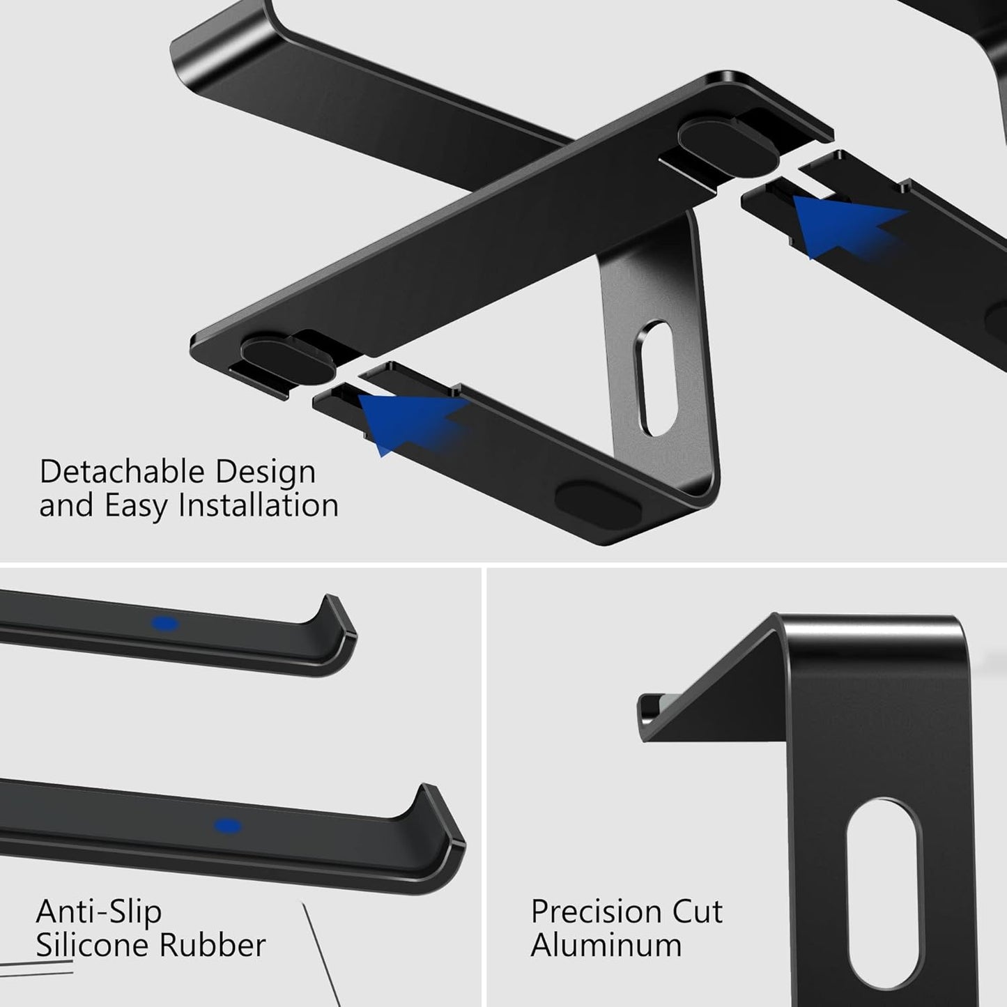 BESIGN LS03 10-15.6" Aluminum Laptop Stand, Ergonomic Detachable Computer Stand, Notebook Riser, Laptop Mount