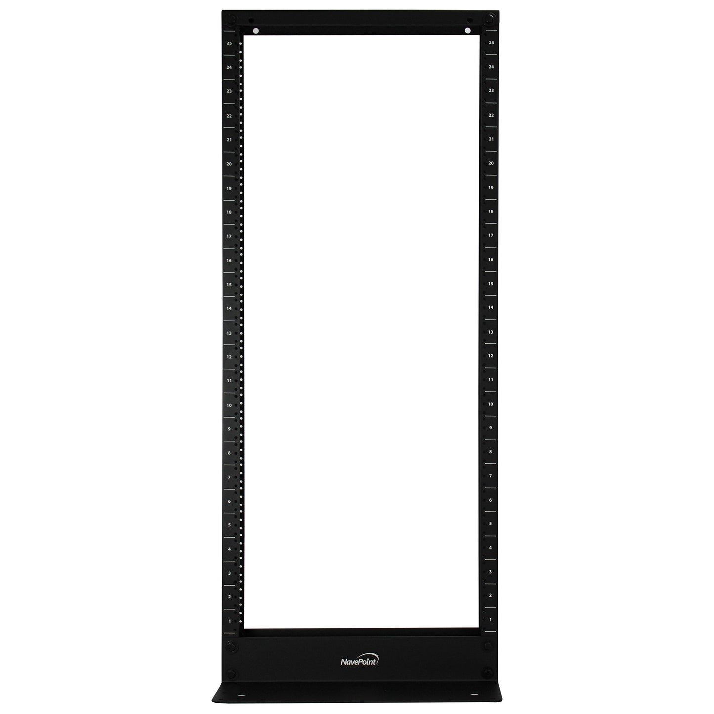 NavePoint 25U 2 Post Open Frame Server Rack for 19 Inch Equipment, AV, Networking, Data & IT Devices, 2-Post Rack 25U 661lbs Weight Capacity, Black