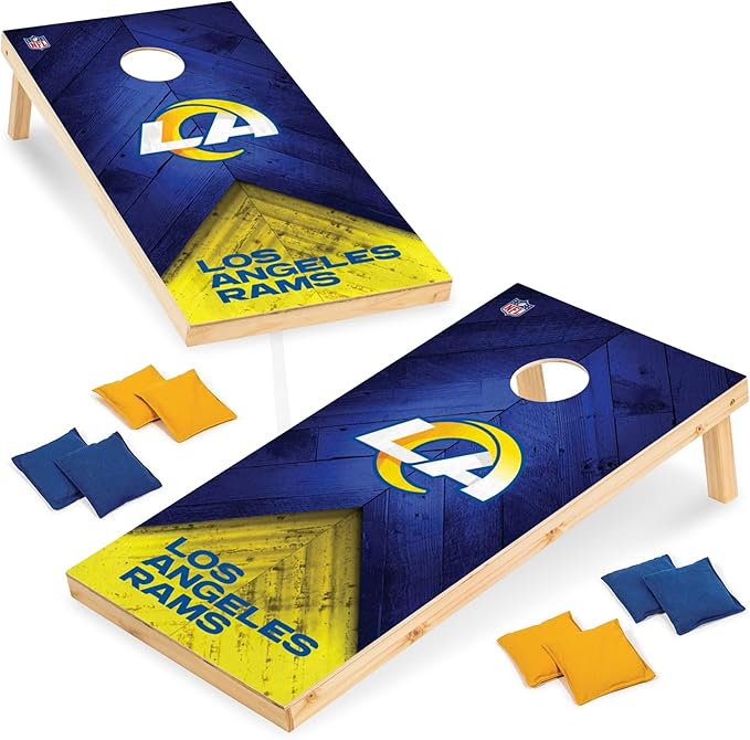 NFL Football 2' x 4' Regulation Size Solid Wood Cornhole Set with Direct Print HD Team Graphics Great Gift for Any Football Fan! Bean Bag Toss Family Outdoor Game