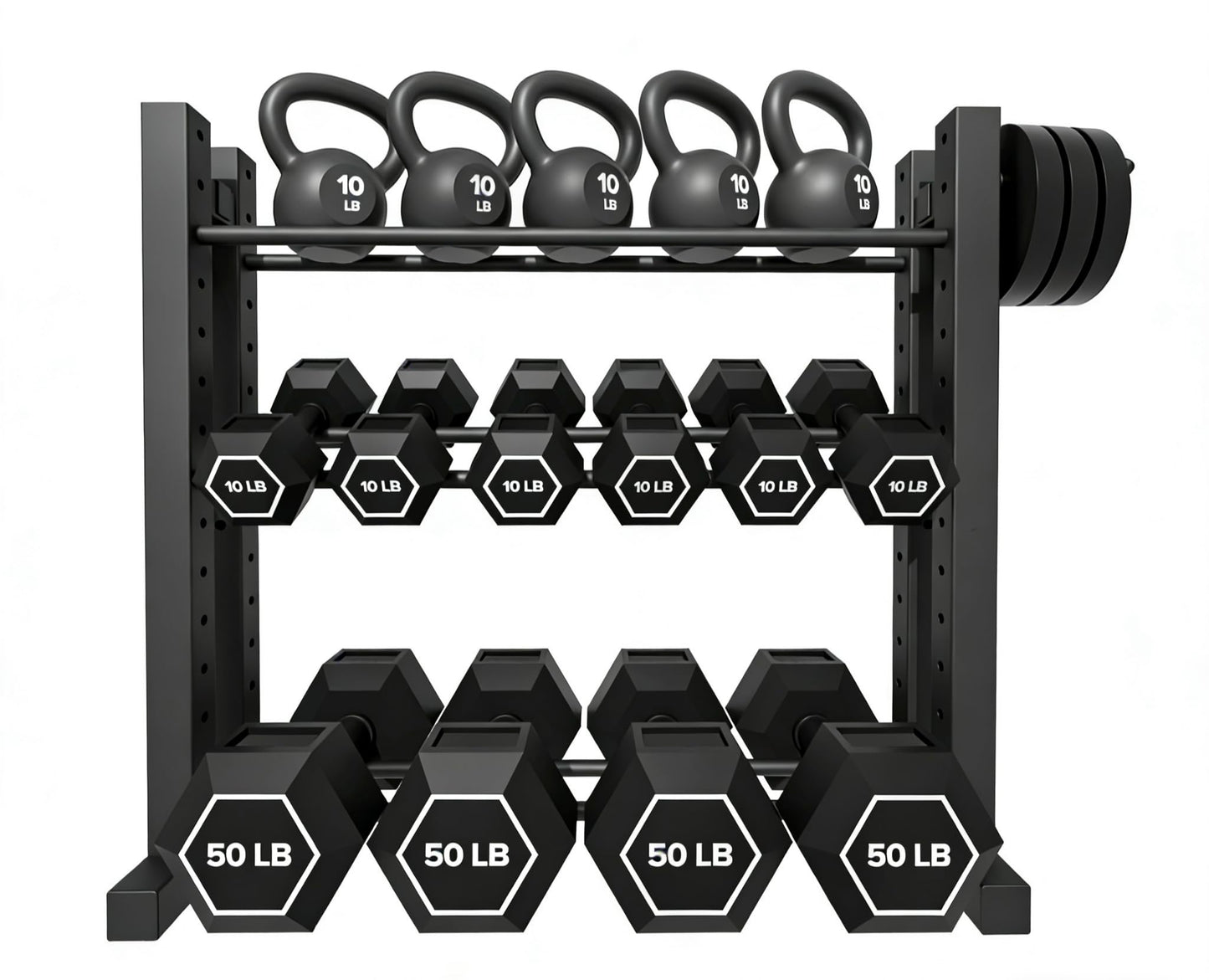 3-Tier Dumbbell Rack Stand Only, Weight Rack for Home Gym Dumbbells, Adjustable Height, Compact Design, 1000LB Capacity Dumbbell Storage for Home Use