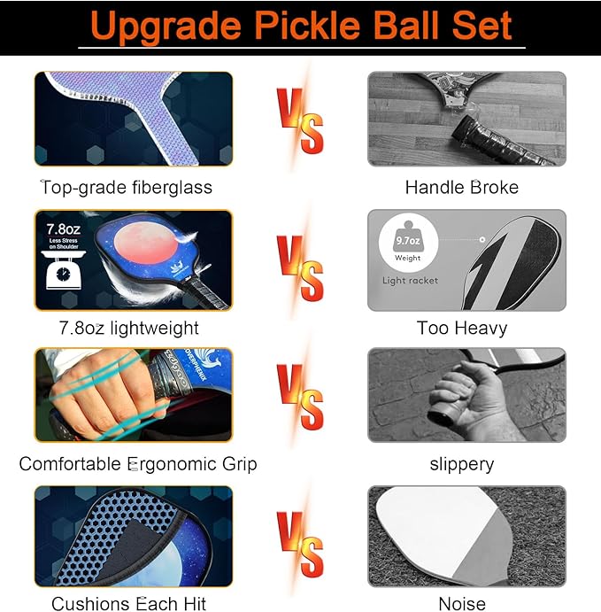 Pickleball Net for Driveway, Portable Pickleball Net System with Regualtion Size 22FT Pickle Ball Net, Outdoor Pickleballs, Carry Bag, Weather Resistant Metal Frame