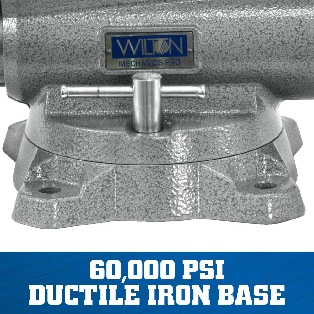 Wilton Mechanics Pro Bench Vise, 10" Jaw (Width-12", Opening-5-1/4") Throat (Model 8100M), Gray