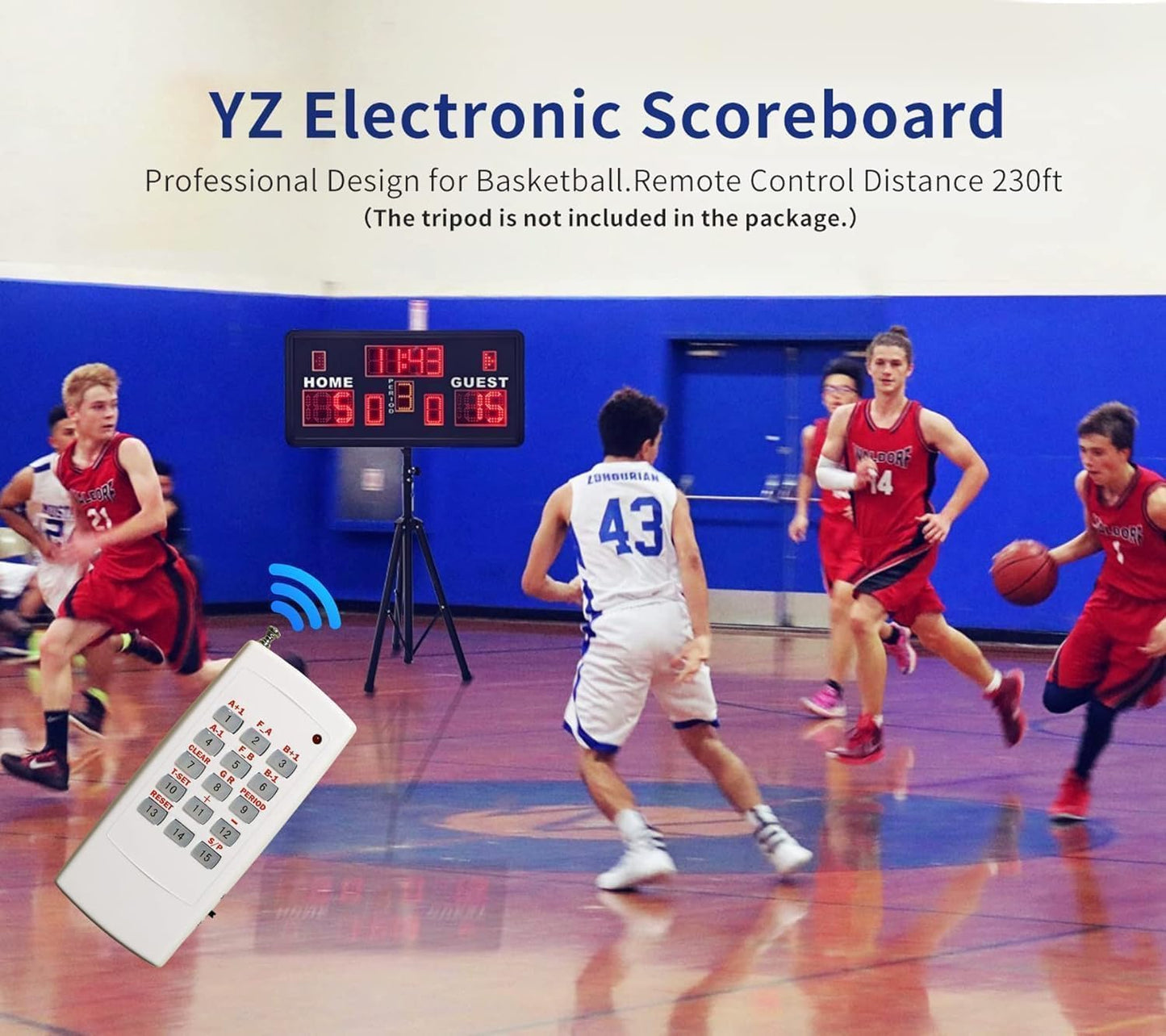 YZ 35“ Large Electronic Scoreboard with Buzzer, Wall-Mounted Professional Digital Scoreboard with Remote, Basketball Scoreboard with Timer, Digital Score Keeper for Basketball