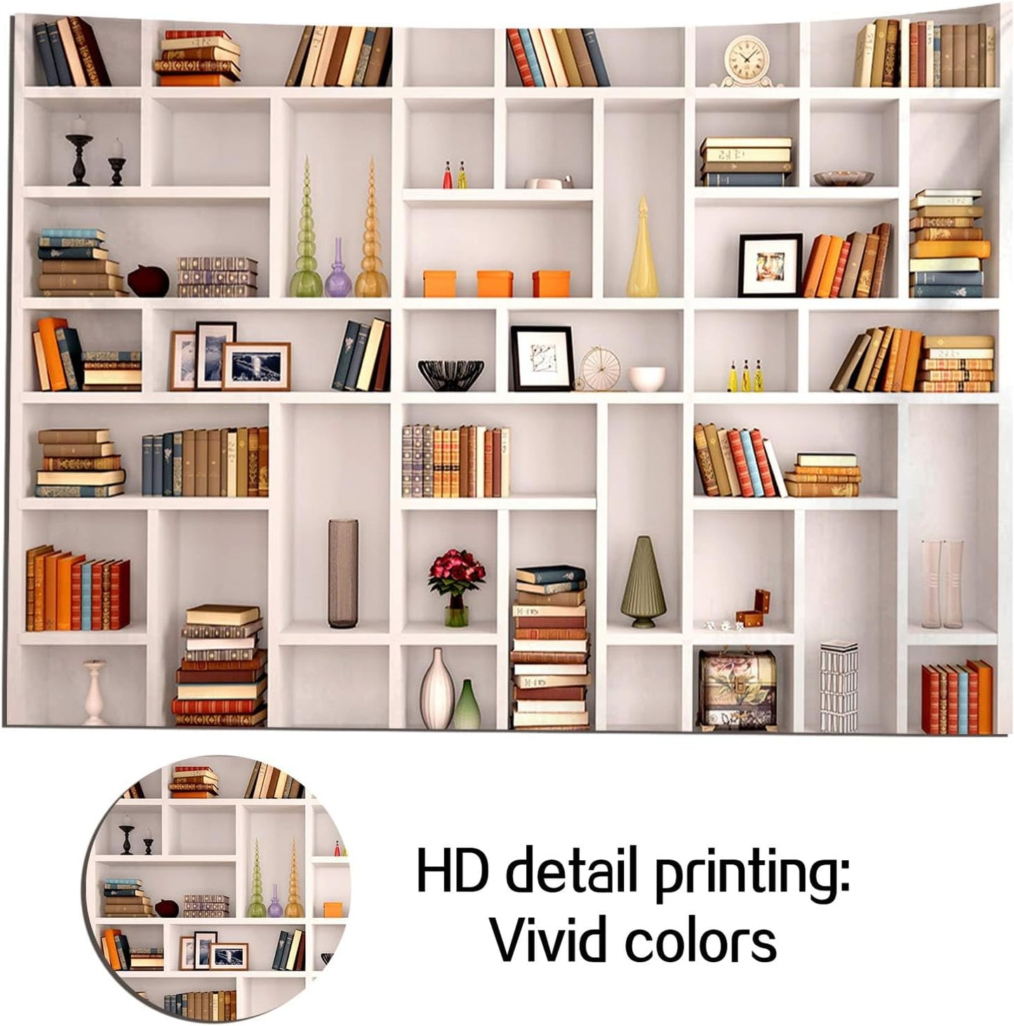 CGXINS (8X6 White Bookshelf Office Backdrop Photo Backdrop Video Conference Zoom Backdrop Home Office Decoration Banner