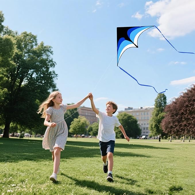 Delta Kite for Kids and Adults, Easy to Fly, Nylon Fabric with String Handle, Outdoor Beach Park Activities