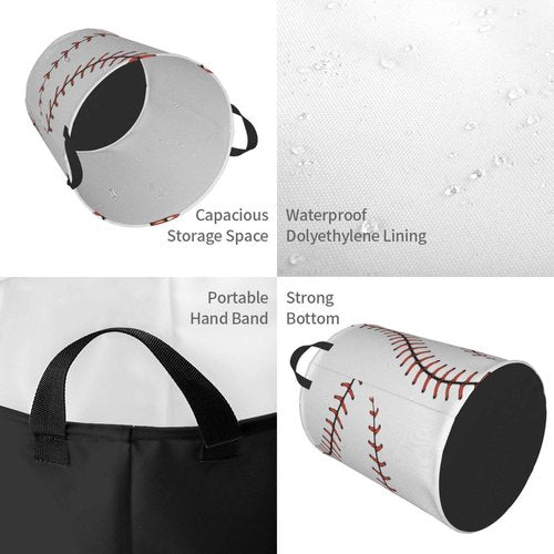 Foruidea Stylish Baseball Stitches Laces Print Laundry Basket,Laundry Hamper,Collapsible Storage Bin, Oxford Fabric Clothes Baskets,Nursery Hamper For Home,Office,Dorm,Gift Basket