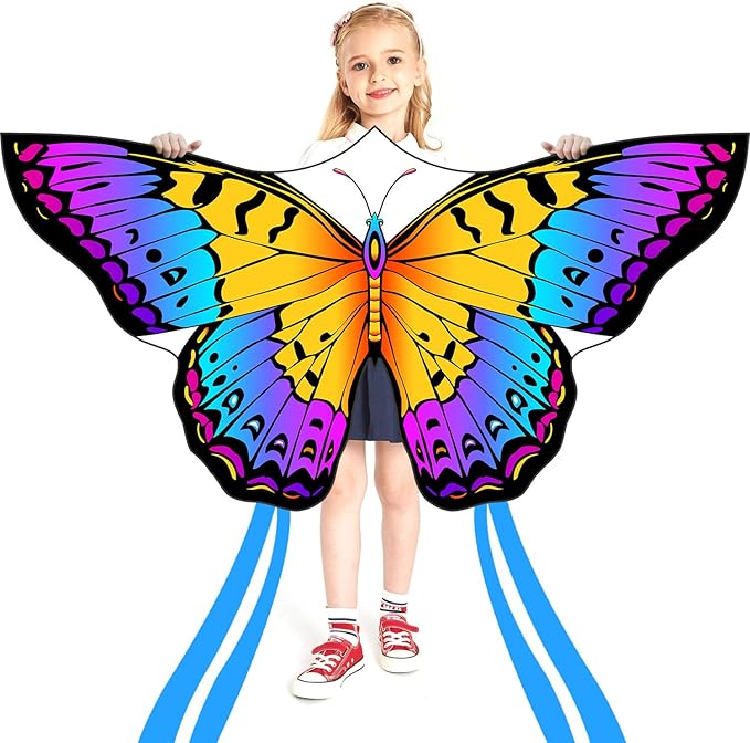 HONBO Butterfly Kites for Kids & Adults,55" x 28" Large Beginner Kite for Kids Ages 4-8,Easy to Fly for Beginners, Each Kite with 300ft Line Handle,Beach Kites for Outdoor Activities & Family Trip