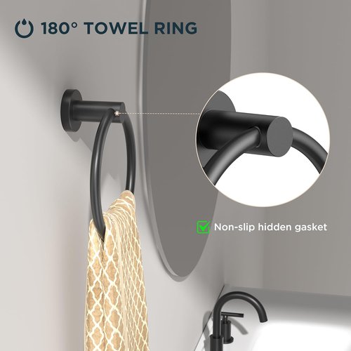 FORIOUS Toilet Paper Holder & Hand Towel Holder Set - Durable SUS304 Stainless Steel | Black Finish