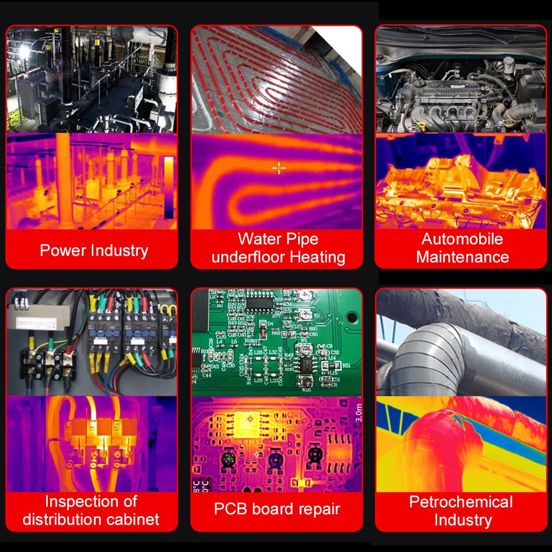 2 in 1 Thermal Imaging with 20000 Counts Multimeter Function Infrared Camera Pixels ISR256x192 Image Resolution 427x320 3.5 inch LCD -20℃ to 550℃ Temperature Range 15 Color Modes