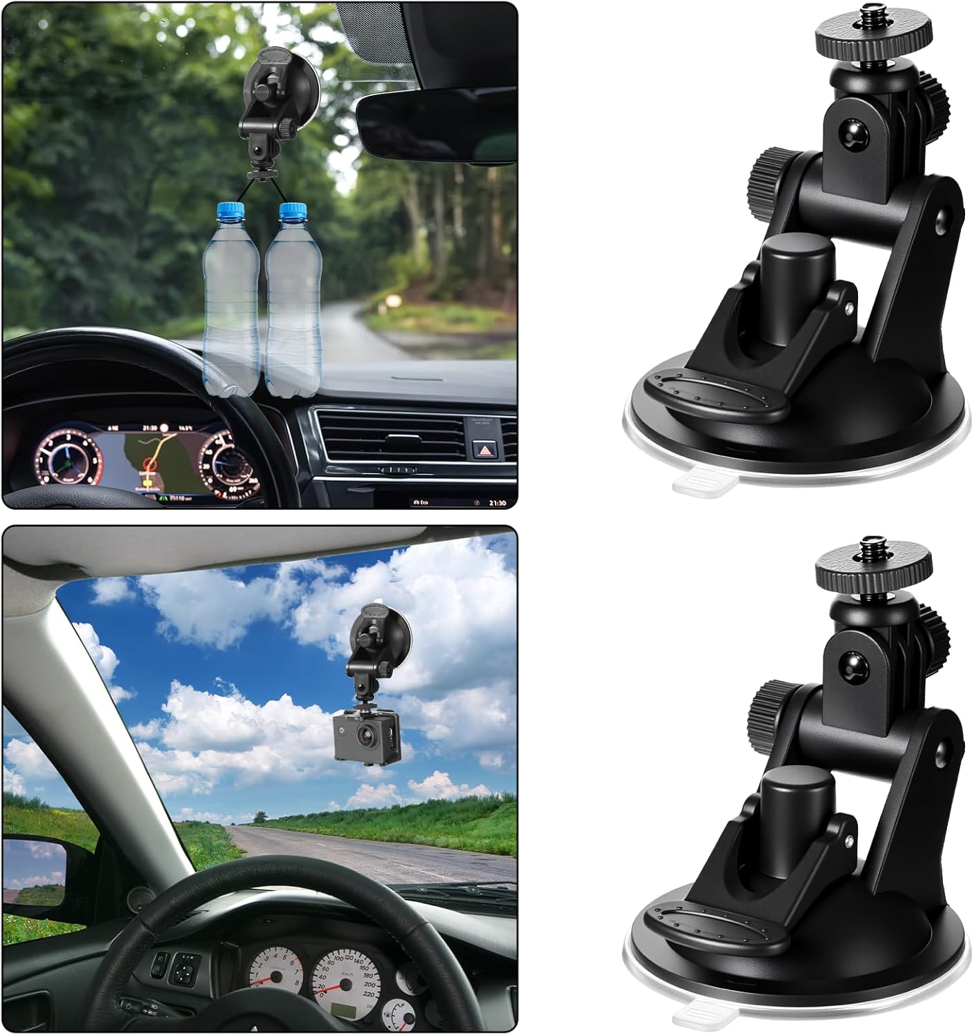 Qulkws 2PCS Dash Cam Suction Cup Mounts, Car Camera Mount, Windshield and Dashboard Suction Cup Mounts, Camera Mount