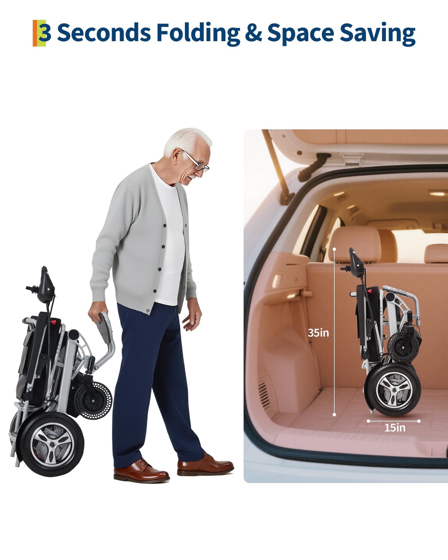 GarveeLife Electric Wheelchair for Adults, 30 Mile Range & Foldable, 330 LB Capacity, 2X 12Ah 24V Battery, Lightweight All Terrain Mobility Chair, Airline Approved