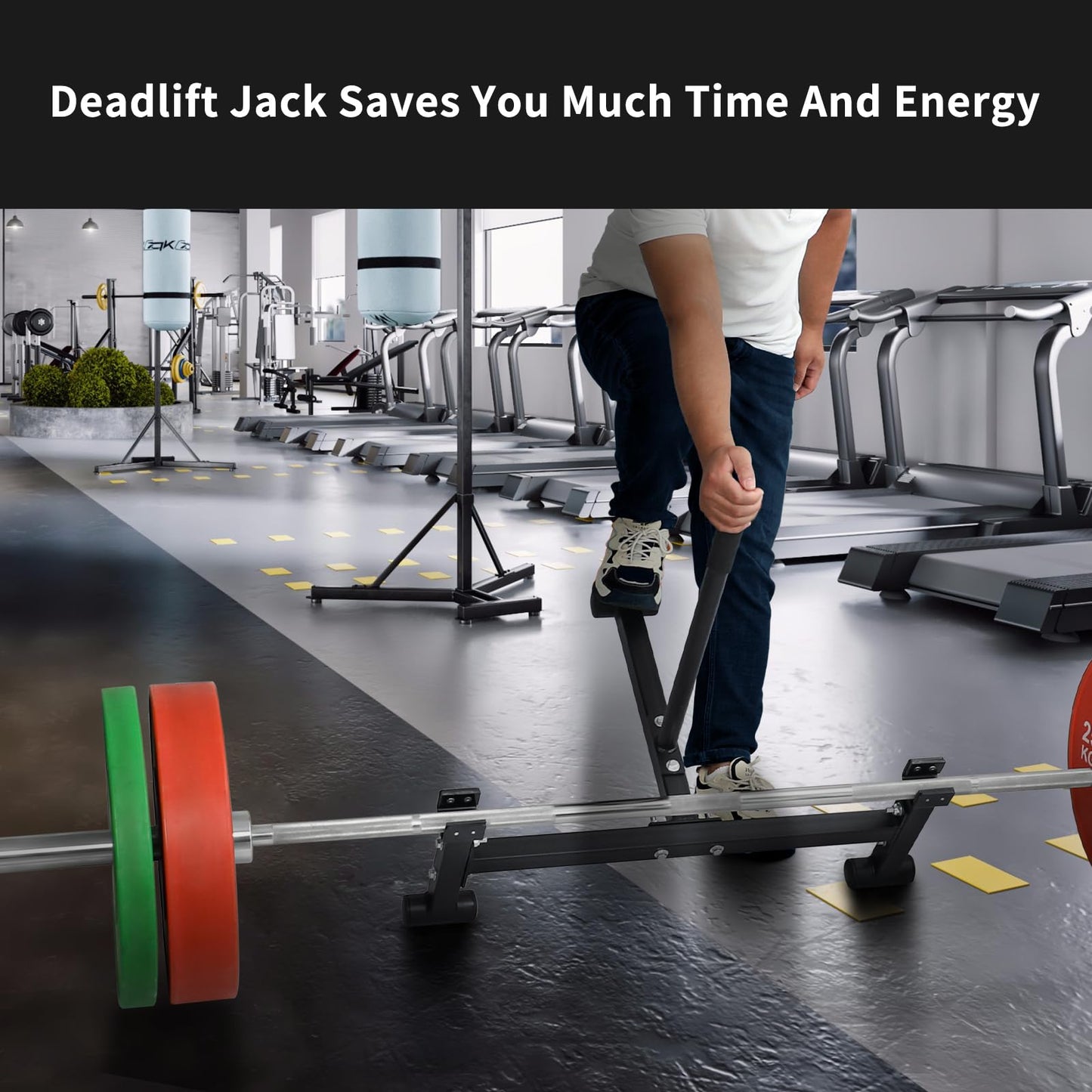 Heavy Duty Deadlift Barbell Jack: Weight Lifting Olympic Barbell Changing Weight Plates Stand - Powerlift Plates Changer Platform - Elevated Lift for Easy Loading & Unloading Weights