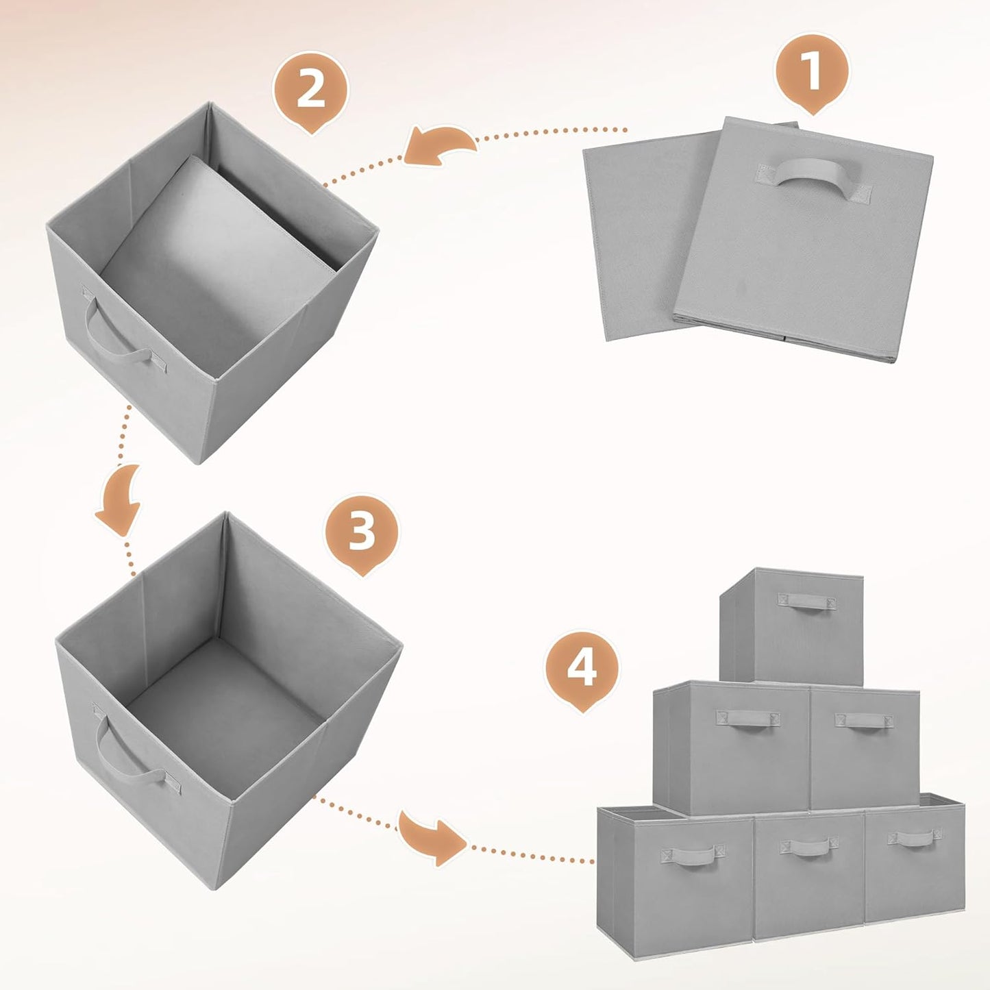 Storage Maniac Storage Cubes - 11-Inch Collapsible Bins with Handles | Durable 4-Pack Grey Fabric Organizers